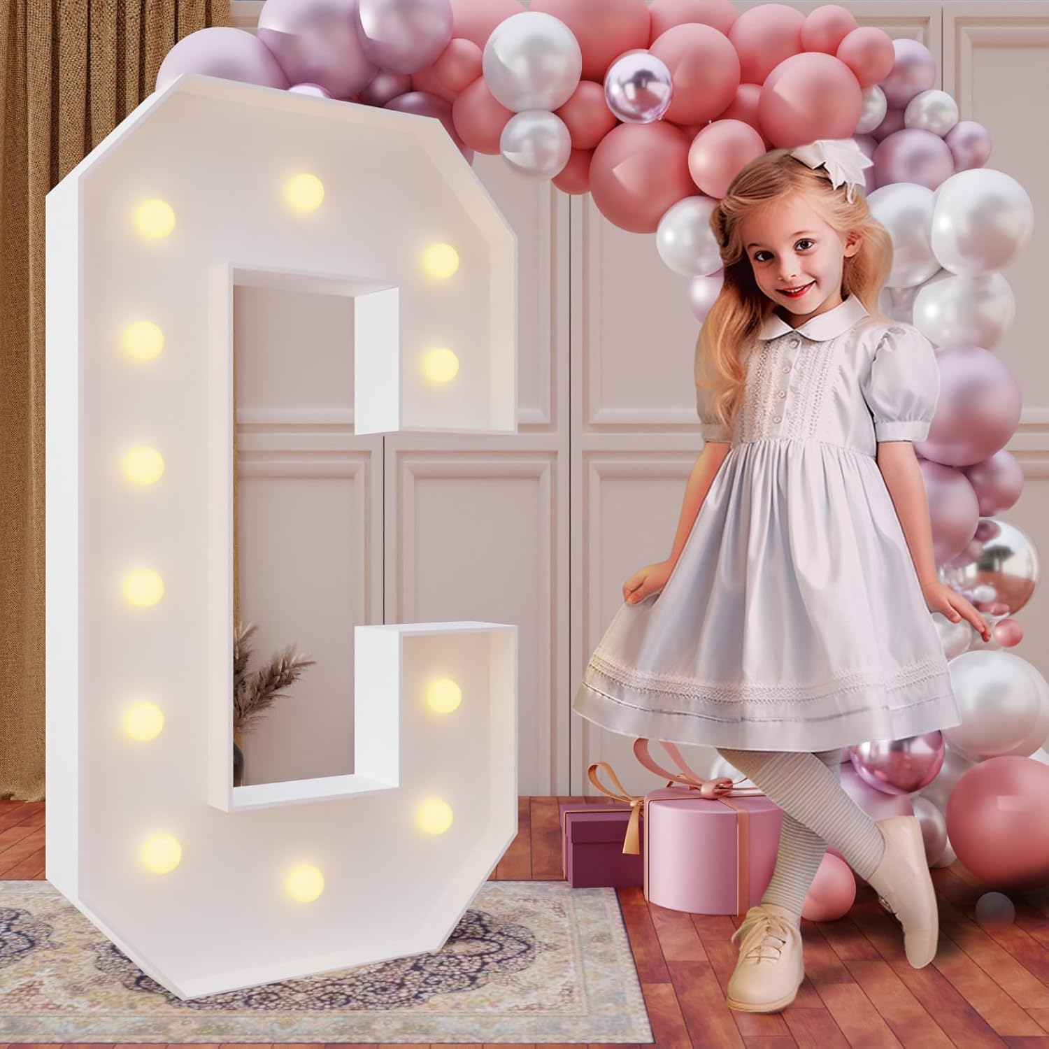 imprsv Letras iluminadas de marquesina de 4 pies para decoración de fiestas de cumpleaños, letras grandes de marquesina para bodas, eventos,