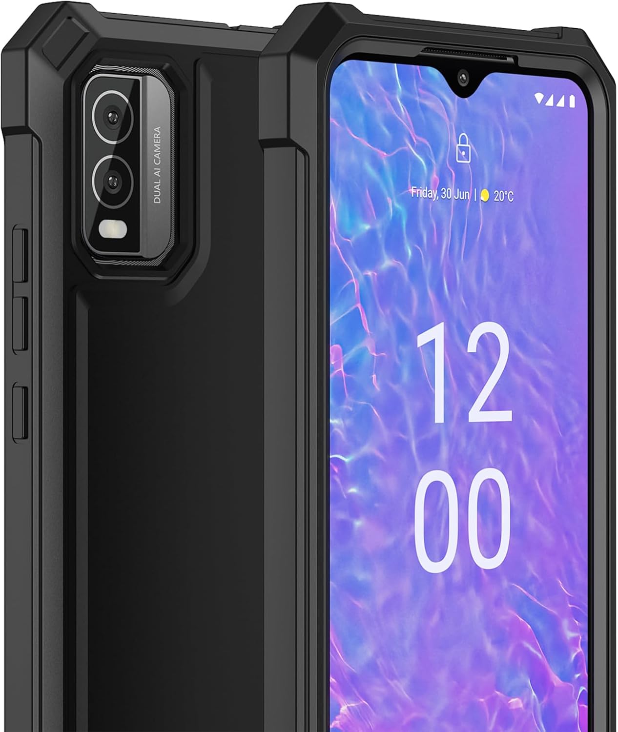 Ailiber Funda para Nokia C210, Nokia C210 con protector de pantalla de vidrio templado, protección de estructura de 2 capas, esquinas a prueba de