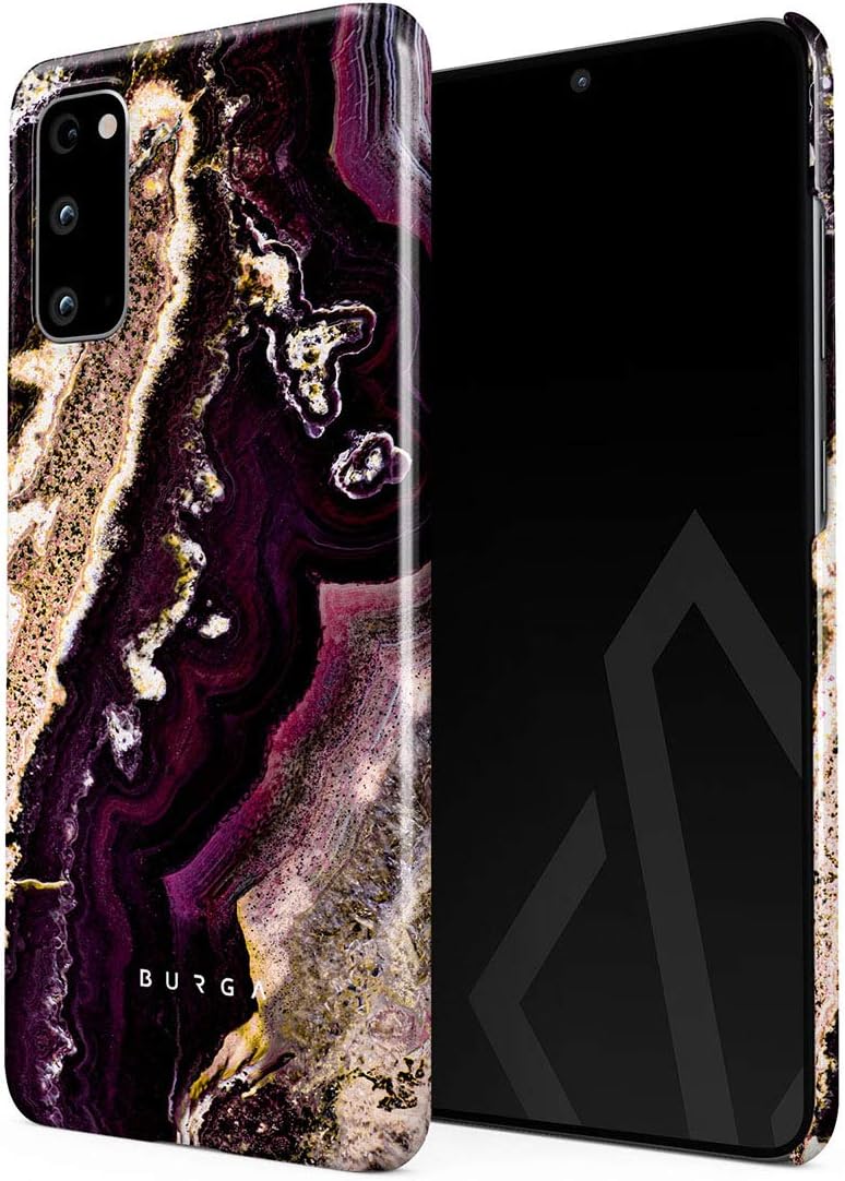 BURGA Funda para teléfono compatible con Samsung Galaxy S20 FE  Piedra de mármol púrpura y dorada a la moda linda para niñas, diseño fino, carcasa