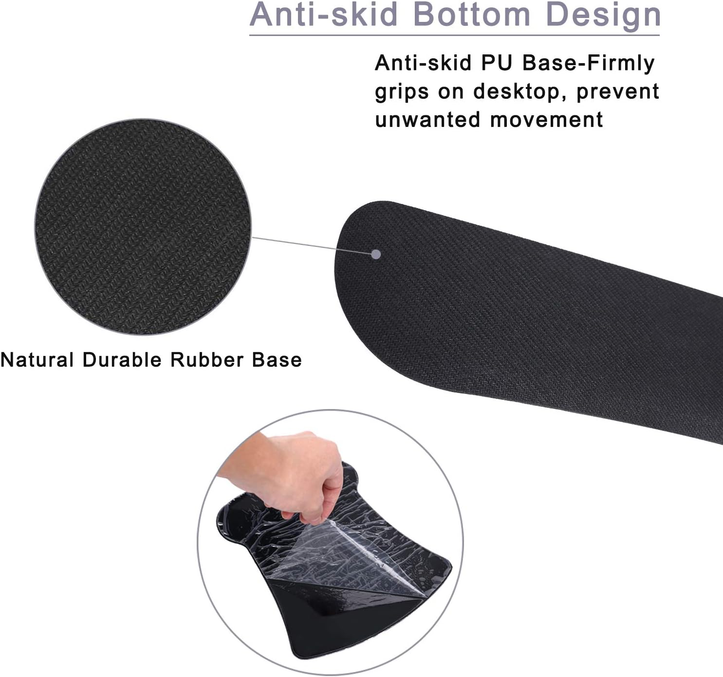 MEGREZ Alfombrilla de mouse ergonómica de espuma viscoelástica con soporte para la muñeca, alfombrilla antideslizante para teclado y mouse con