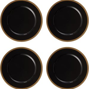 Blue Sky Platos de carga de borde negro y dorado  13 pulgadas, juego de 8  Diseño redondo elegante para eventos  Vajilla de plástico duradero Blue Sky Platos de carga de borde negro y dorado  13 pulgadas, juego de 8  Diseño redondo elegante para eventos  Vajilla de plástico duradero