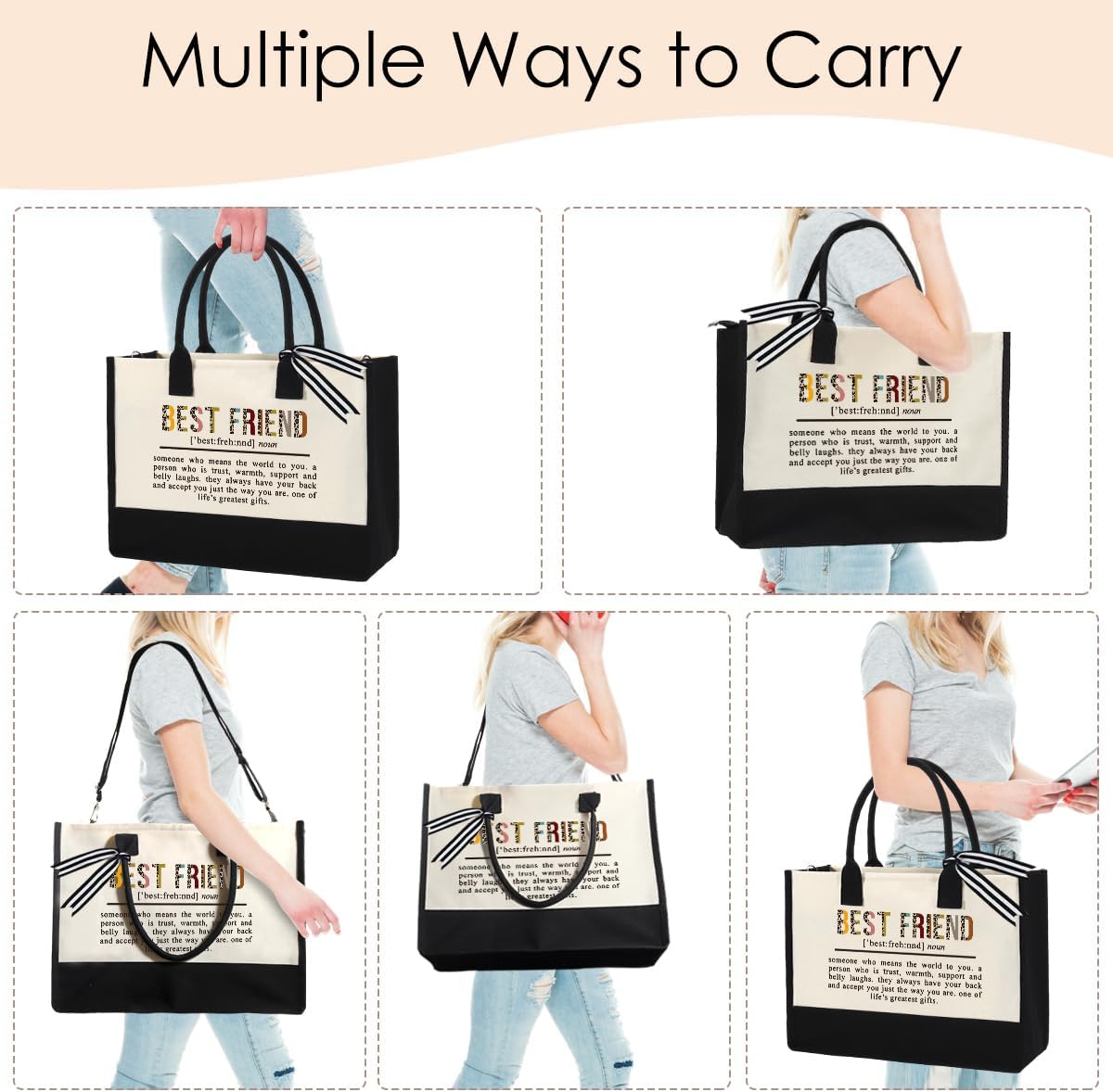 Regalos para mejores amigas, mujeres, regalos para amigas para niñas, bolsa de lona con cremallera, regalos de cumpleaños para mujeres, bolsa de