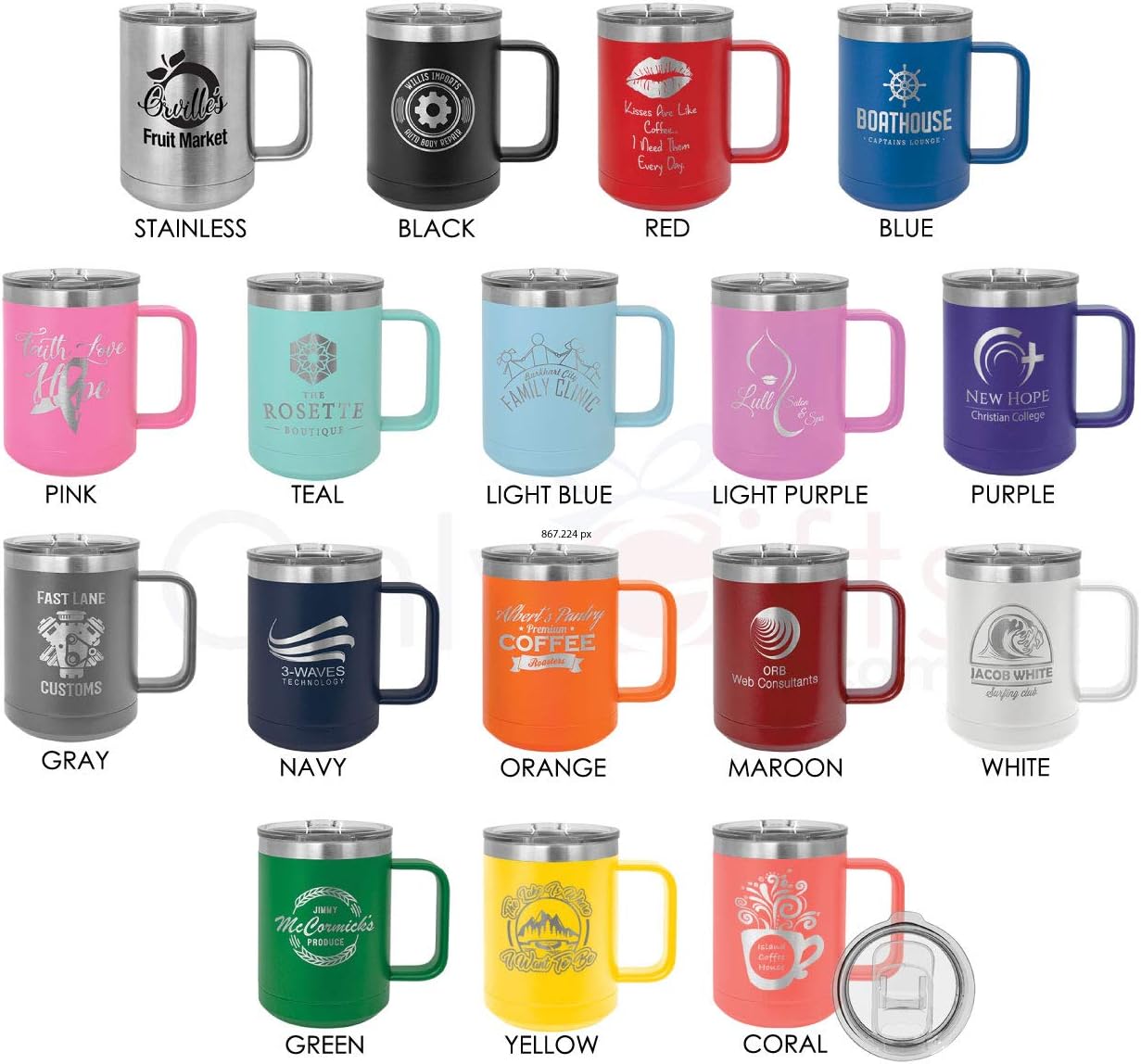 Onlygifts.com – Taza de café con tapa deslizante (13.0fl oz), color azul