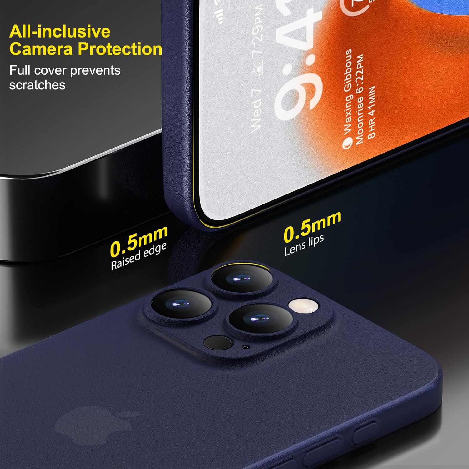 memumi Funda delgada para iPhone 15 Pro de 0.012 in, ligera, cubierta de lente de cámara, protección completa PP acabado mate, cubierta trasera