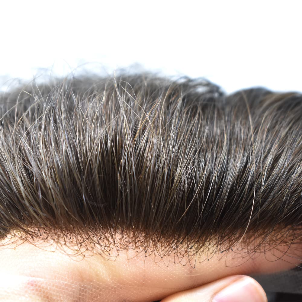 Sistema de cabello para hombre, encaje suizo transparente, para hombre, tipo tupé, sistema de reemplazo de cabello, postizo para hombres, cabello