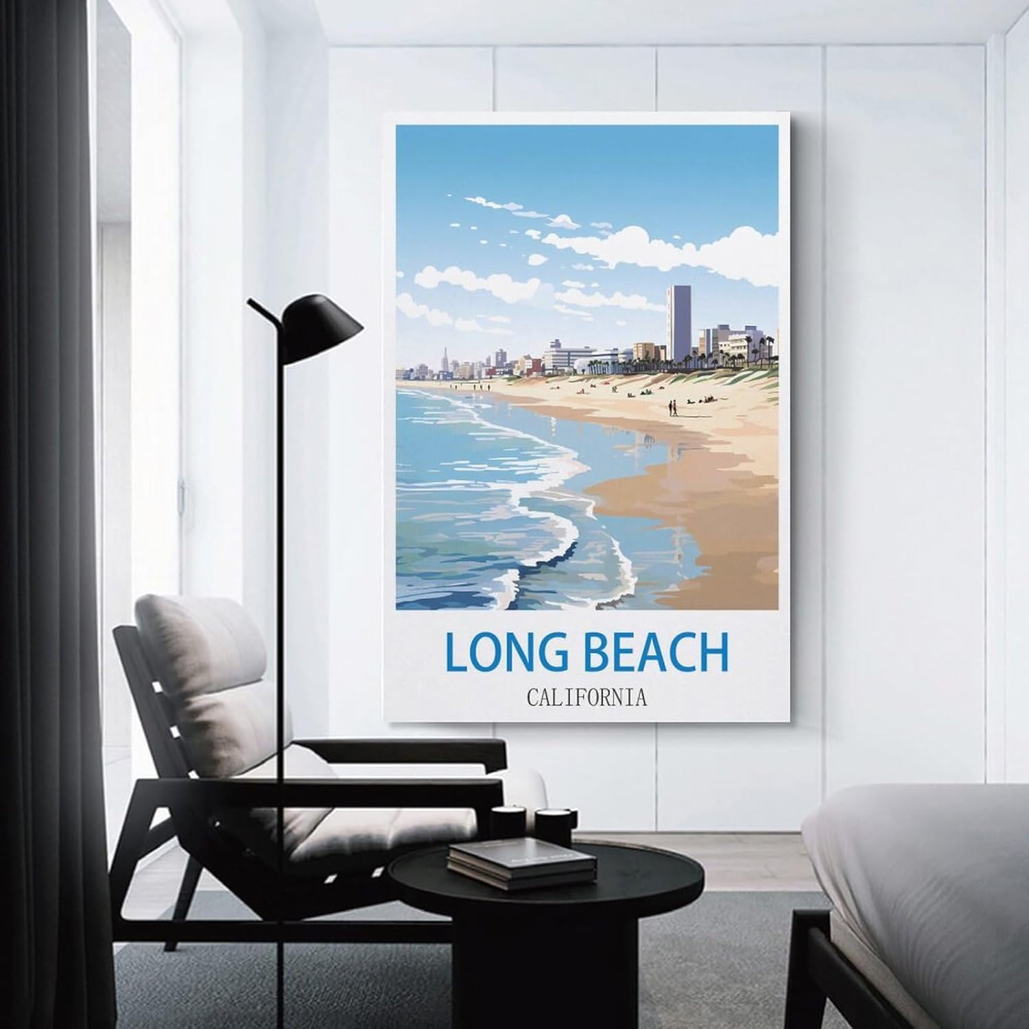 Long Beach California – Pósteres de viaje vintage de ciudad de 20 x 30 pulgadas (19.7 x 29.5 in) para pared, pintura en lienzo para sala de estar,