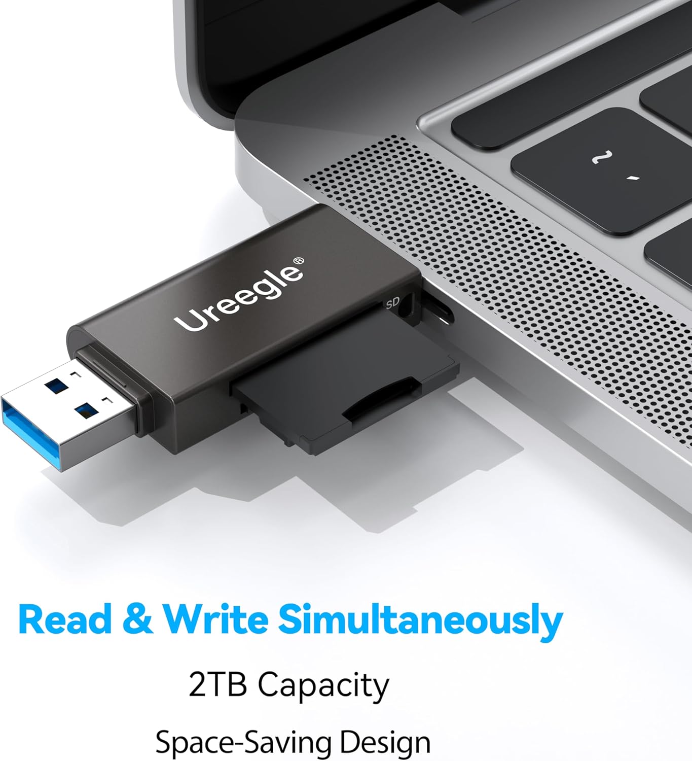 Lector de tarjetas SD, Ureegle USB 3.0 y adaptador de lector de tarjetas de memoria USB C con doble conector, lector micro SD para Mac, computadora,