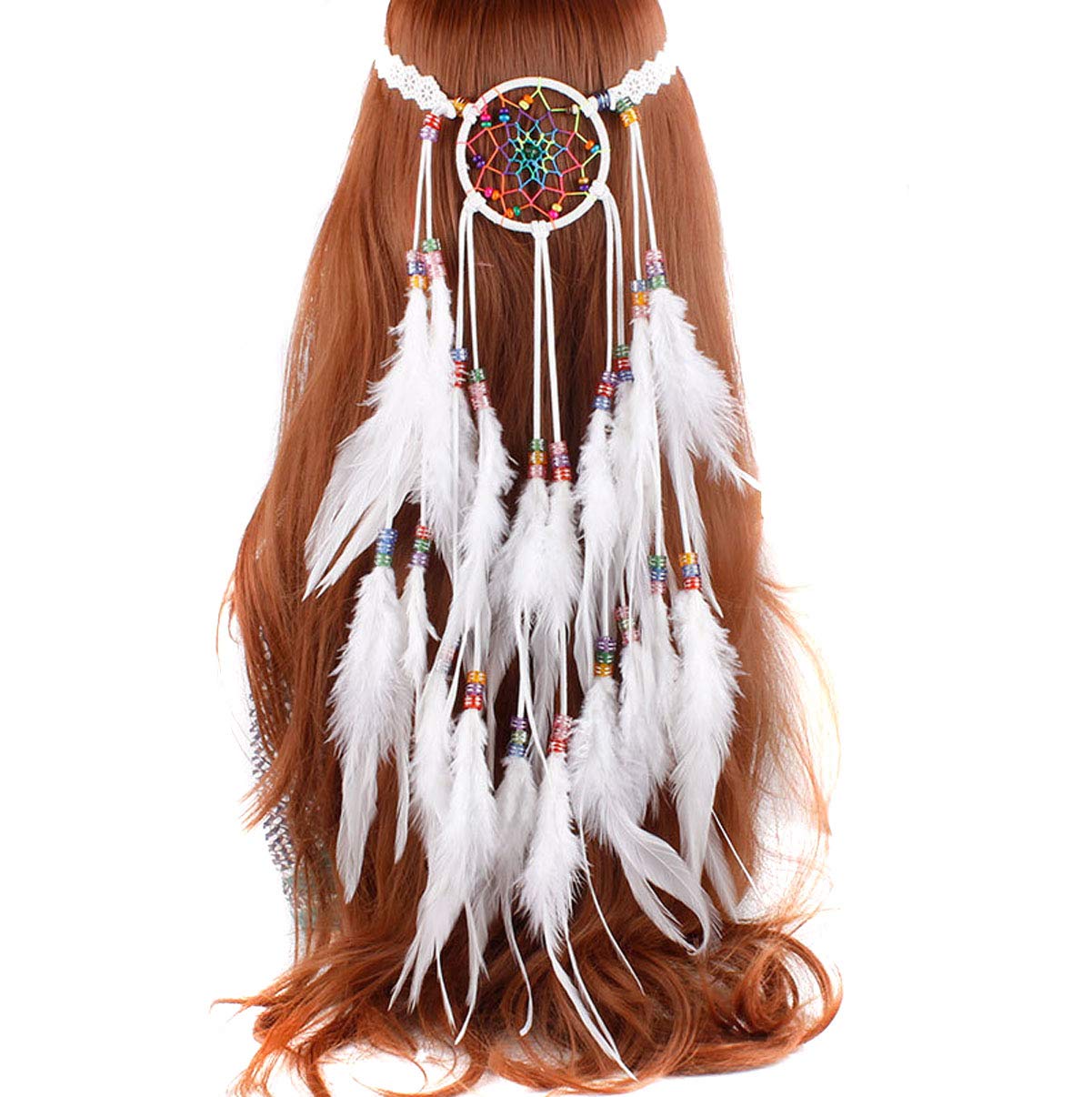 Banda para el pelo de plumas bohemias, atrapasueños, hippie indio, estilo nacional, diadema para la cabeza, decoración de fiesta de Halloween,