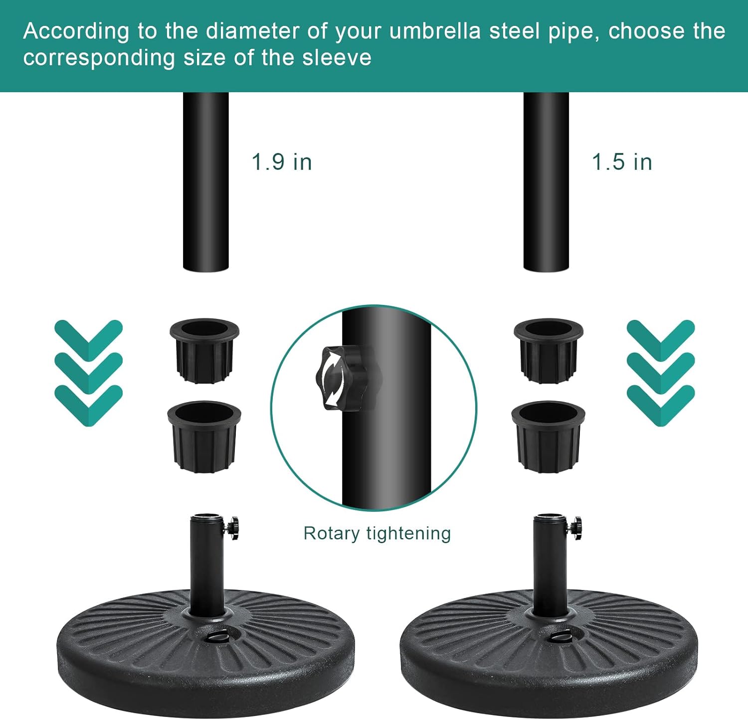 2 juegos de accesorios de soporte para sombrilla de patio con tornillos, soporte de montaje en poste de sombrilla para exteriores, perilla giratoria