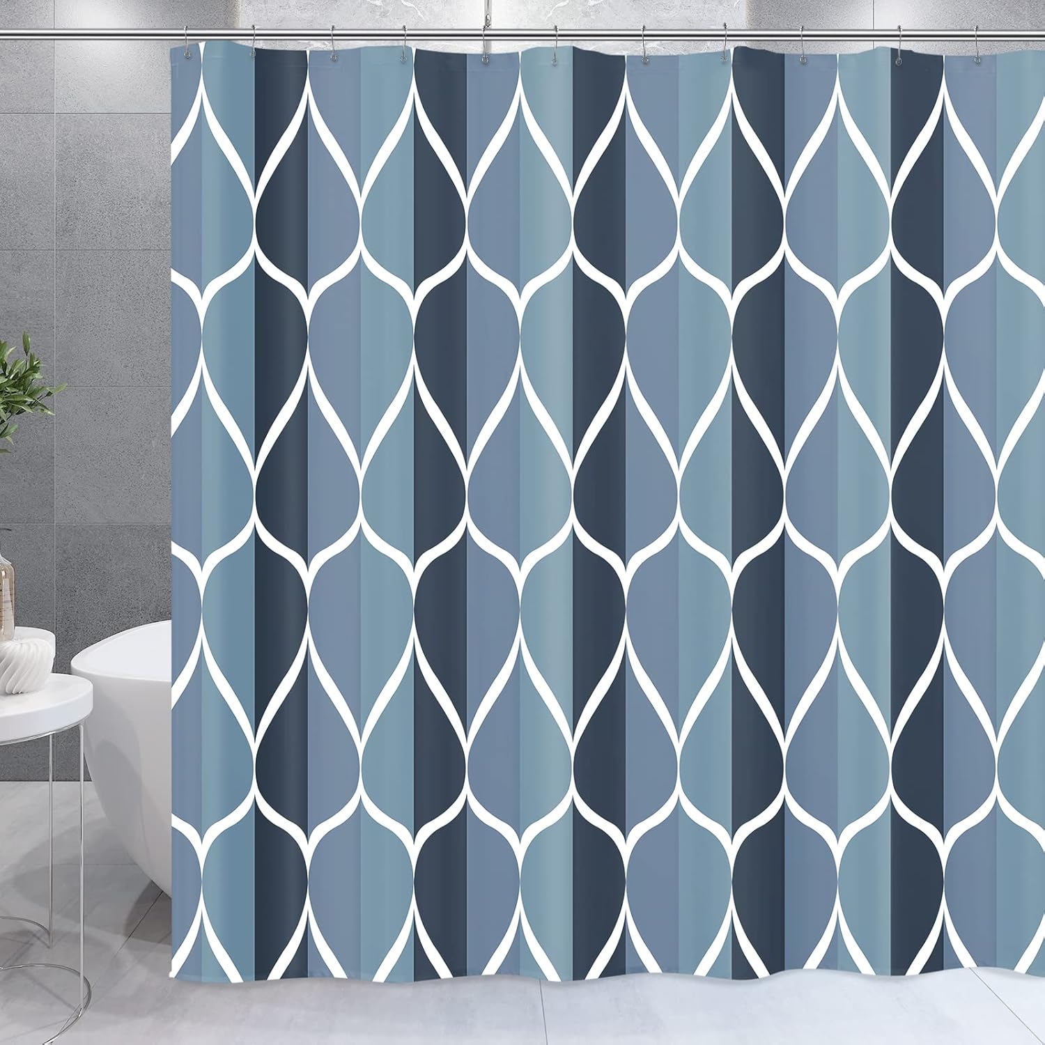 Aegean – Cortina de ducha de baño, 72 pulgadas de ancho x 60 pulgadas de alto, diseño impermeable de poliéster, secado rápido, dobladillo pesado,