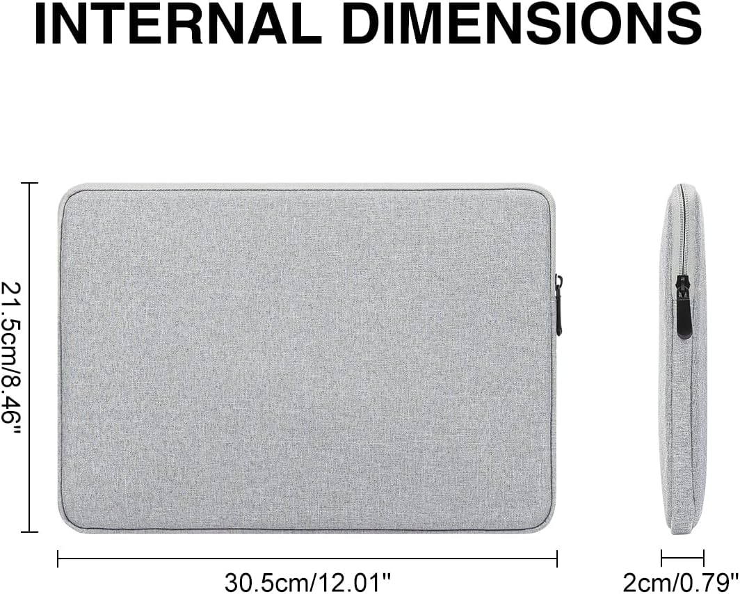 Funda para laptop de 11 pulgadas para MacBook Air de 11 a 11.6 pulgadas, funda acolchada de poliéster impermeable delgada con bolsillo pequeño, gris