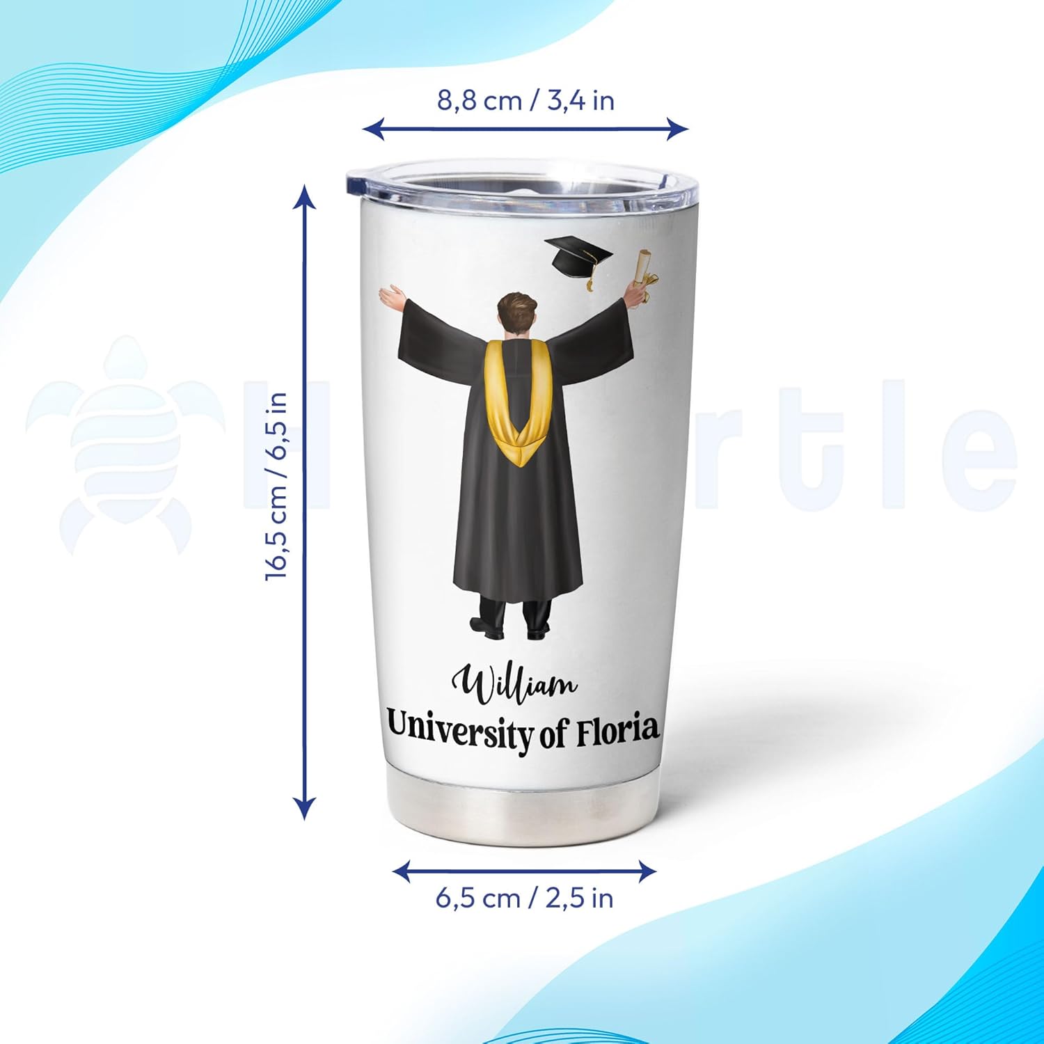 Hyturtle Vaso de graduación personalizado Behind All Your Memories Class Of 2024, tazas personalizadas con tapa, tazas de café de 20 onzas y 30