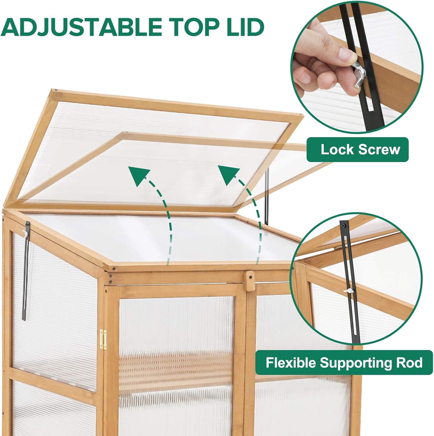 EAGLE PEAK Invernadero de madera de jardín con estantes ajustables, maceta portátil de madera elevada para interiores y exteriores, 30.1 x 22.0 x
