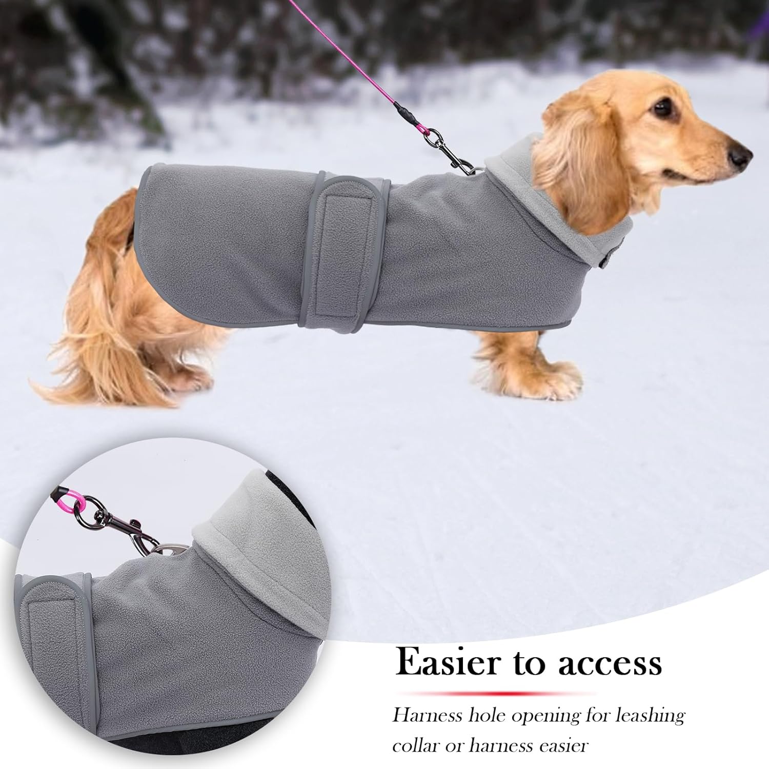 Geyecete – Chaqueta para perro, ideal para perros salchichas con forro de felpa acolchado y cuello alto, traje de nieve para perro con bandas