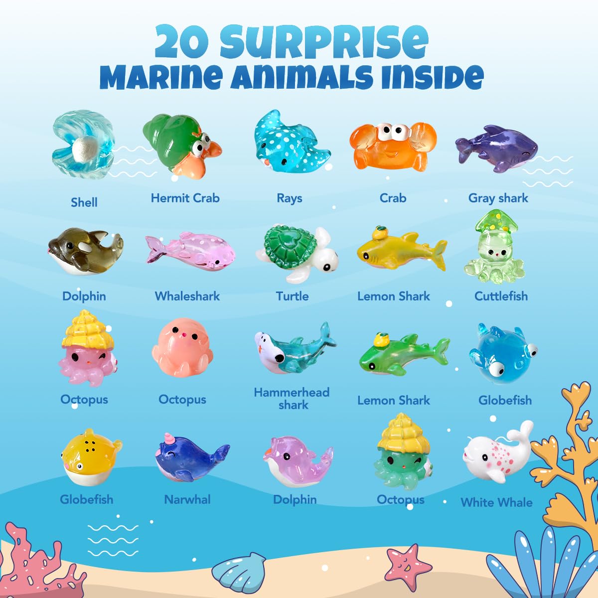 Bath Bombs for Kids with Surprise Inside, 20 Pack Kids Bath Bombs with Bath Toys, Natural Bath Bombs with Sea Animals Inside, 2023 Christmas Advent