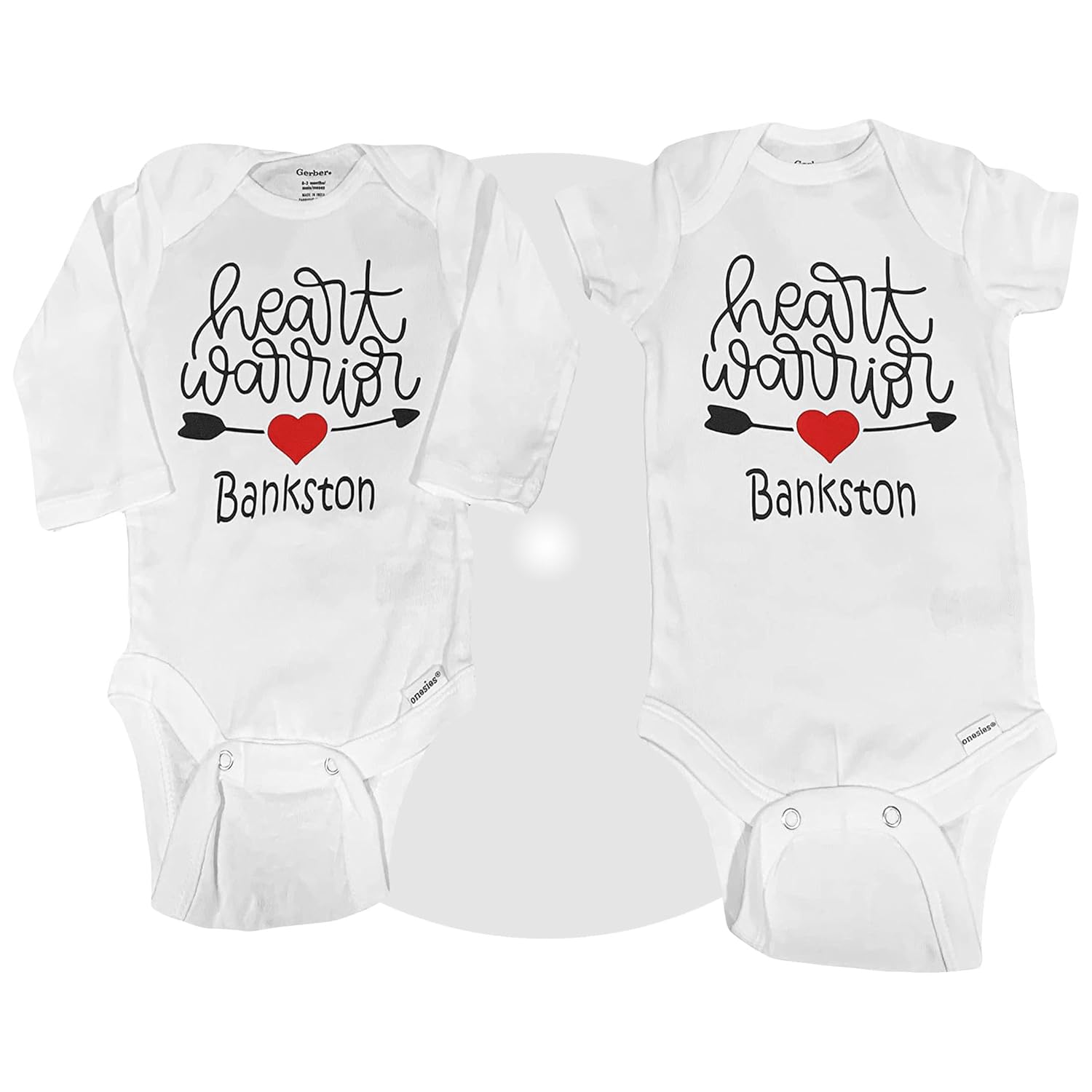 Heart Warrior Gifts – 100% Cotton Personalized Onesies – Unisex Sizing – Black or White Available – Gift Wrapped Free – CHD Awareness Baby Onesies –