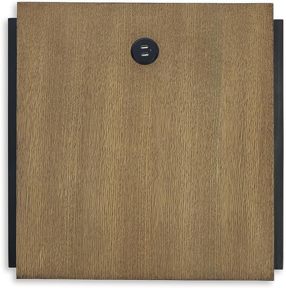 Signature Design by Ashley Fridley – Mesa auxiliar rectangular moderna, color marrón y negro