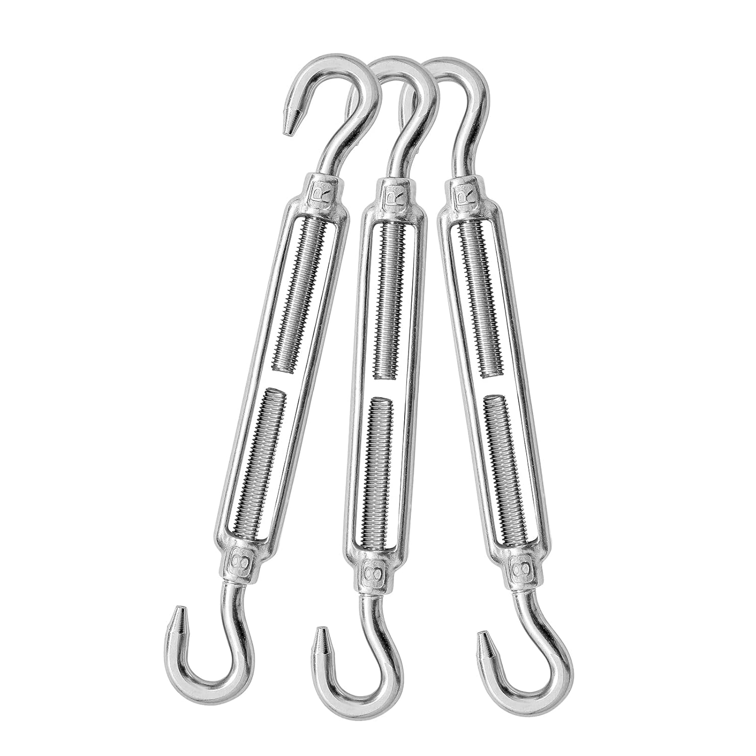 3 piezas de gancho y gancho M8 tensor de acero inoxidable 304 tensor de cuerda de alambre de tensión de alta resistencia para barandilla de cable,