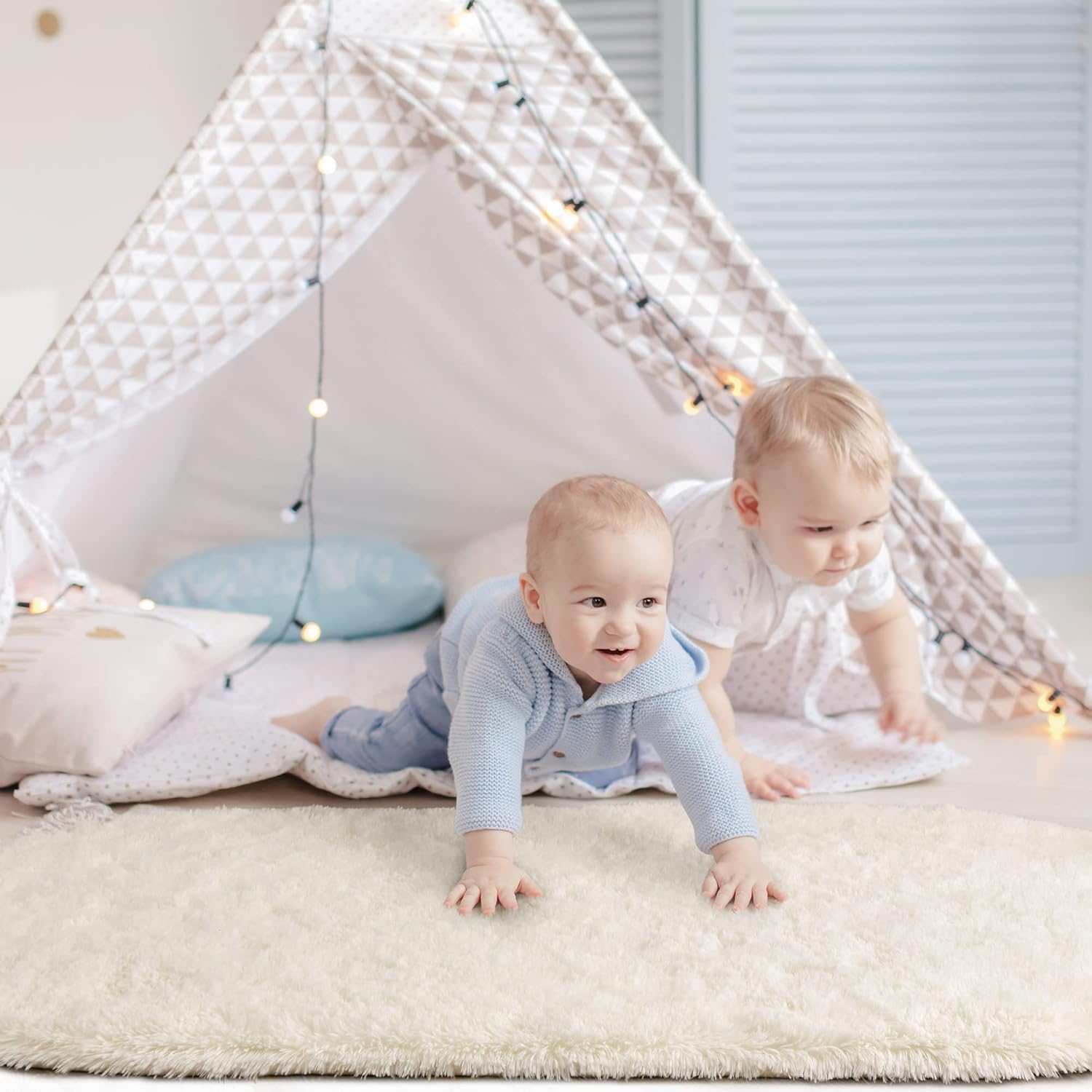 YJ.GWL – Alfombras de pelo alto y suave para cuarto de bebé, dormitorio, para que el bebé juegue en el suelo, alfombras esponjosas, antideslizantes,
