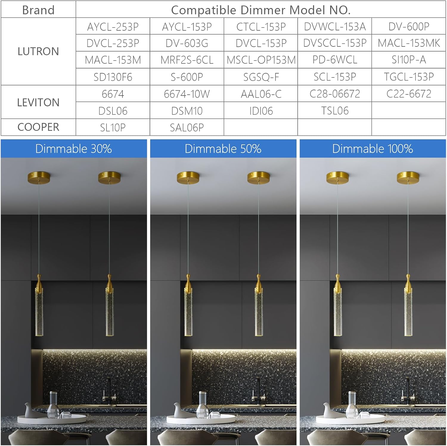LBSQJ Pendant Lights Kitchen Island Kitchen Light Fixtures Ceiling Dimmable LED Modern Gold Mini Pendant Light Bubble Crystal Pendant Lighting for