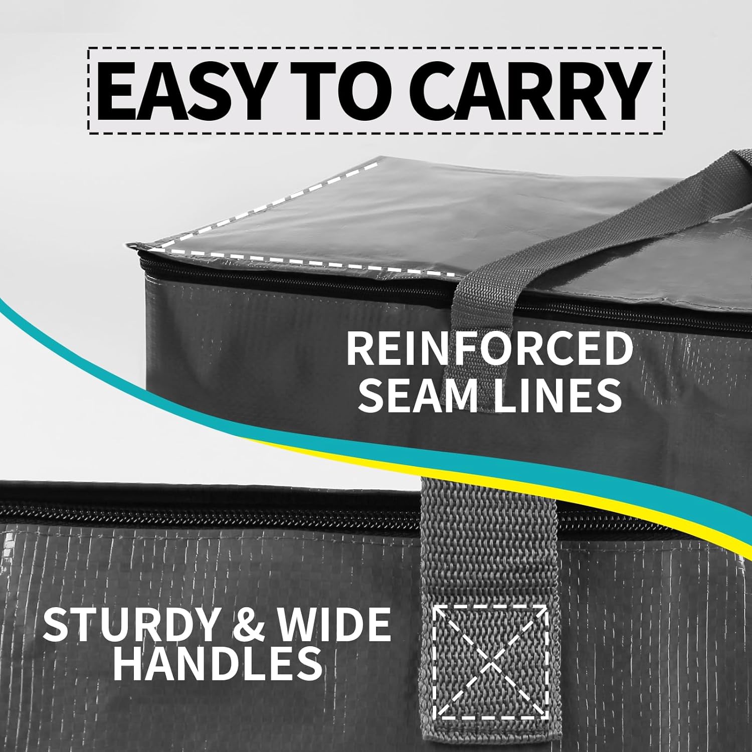 SpralSail Bolsas de mudanza, bolsas de almacenamiento extra grandes de 93L con cremalleras y asas, bolsas impermeables para almacenamiento de ropa,