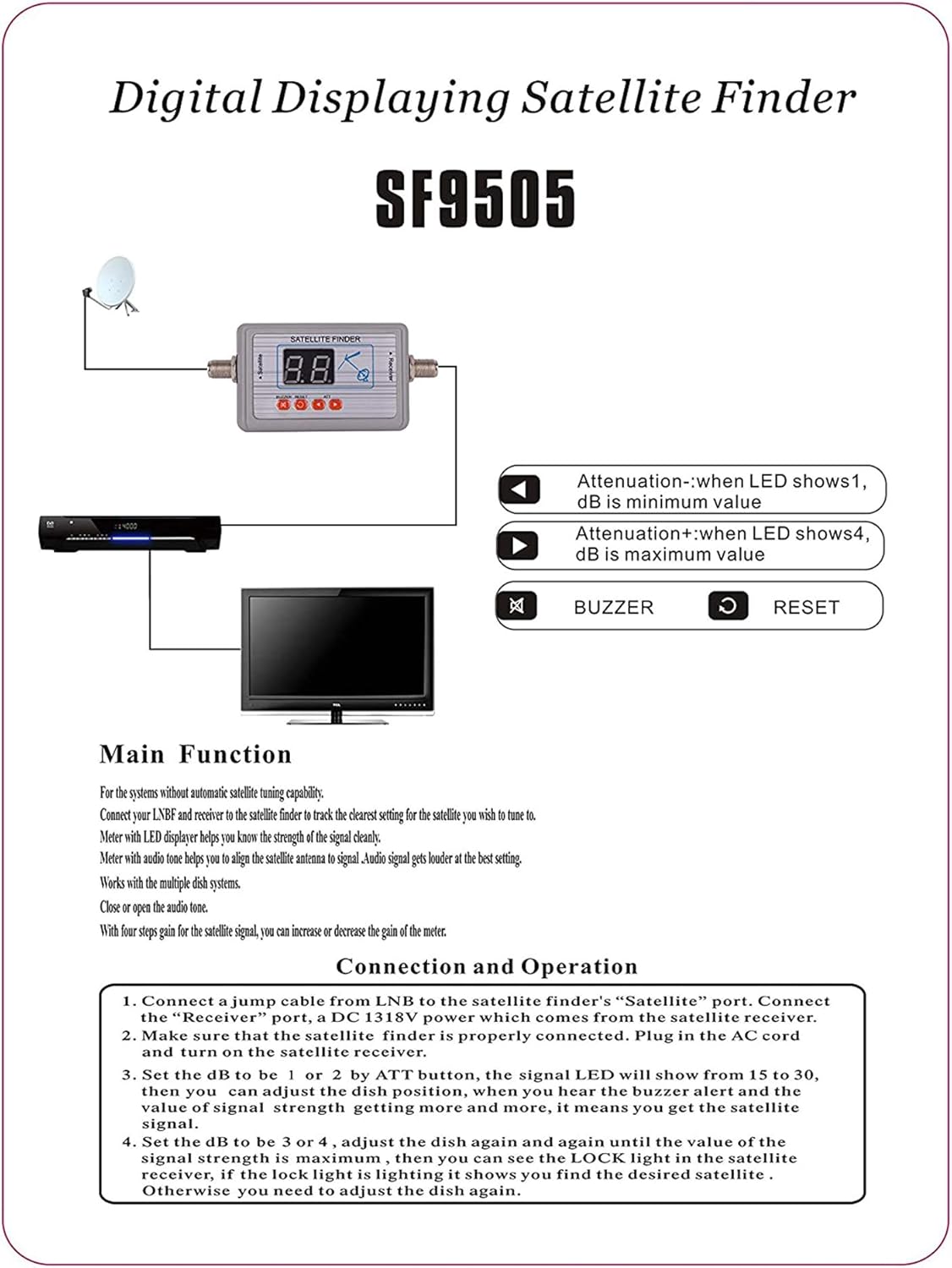 AGPtek. Buscador de medidor de señal de satélite digital. - Imagen 7