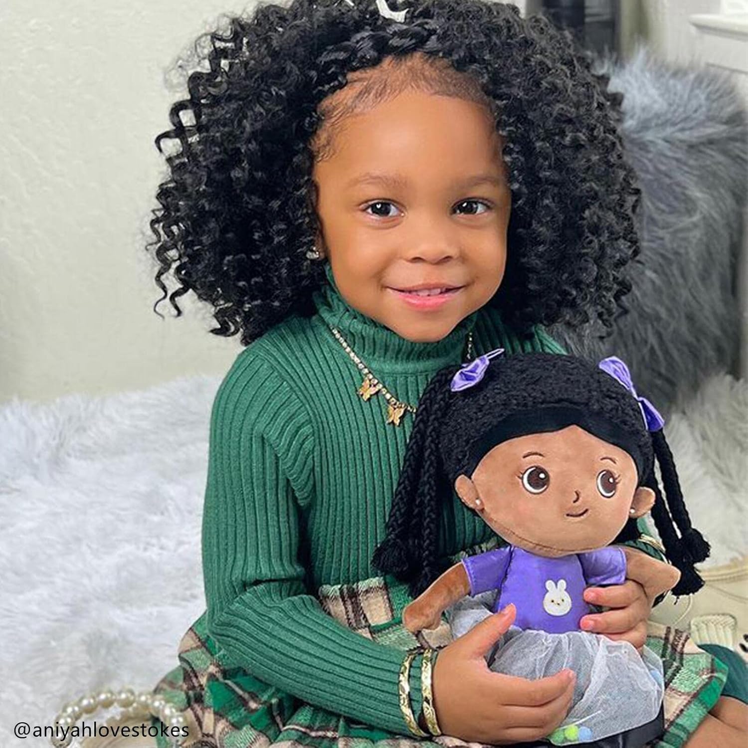 OUOZZZ – Muñeca de bebé suave de 15 pulgadas para niñas, primera muñeca de bebé afroamericana, muñeca de trapo afroamericana para dormir, muñeca