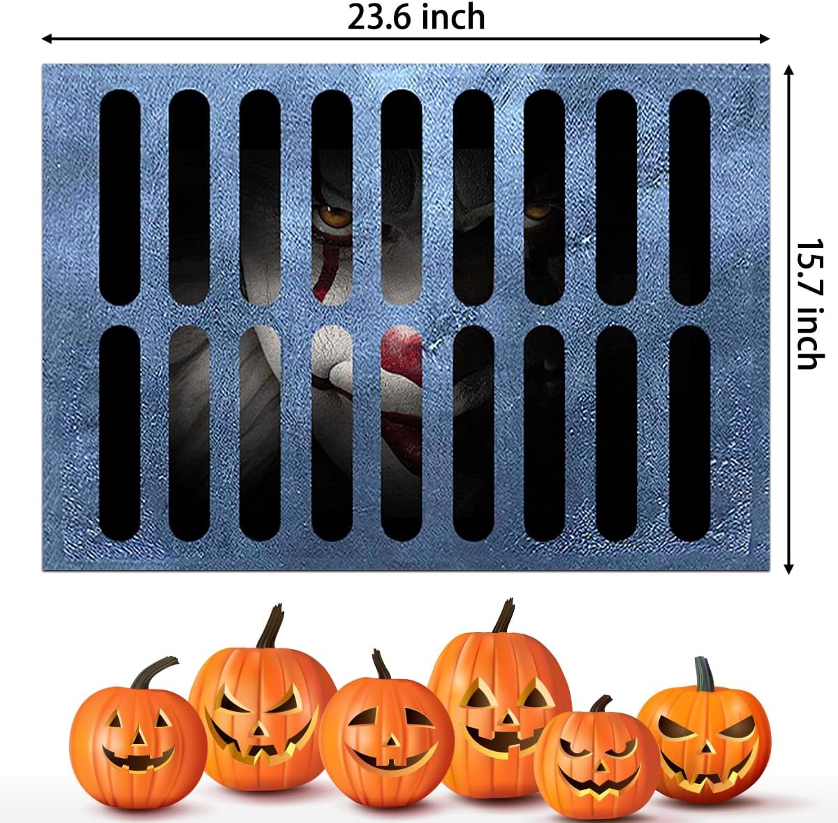 Felpudo de payaso con ilusión 3D de Halloween, tapete de bienvenida de Halloween, tapete de drenaje de payaso de Halloween, para interiores y