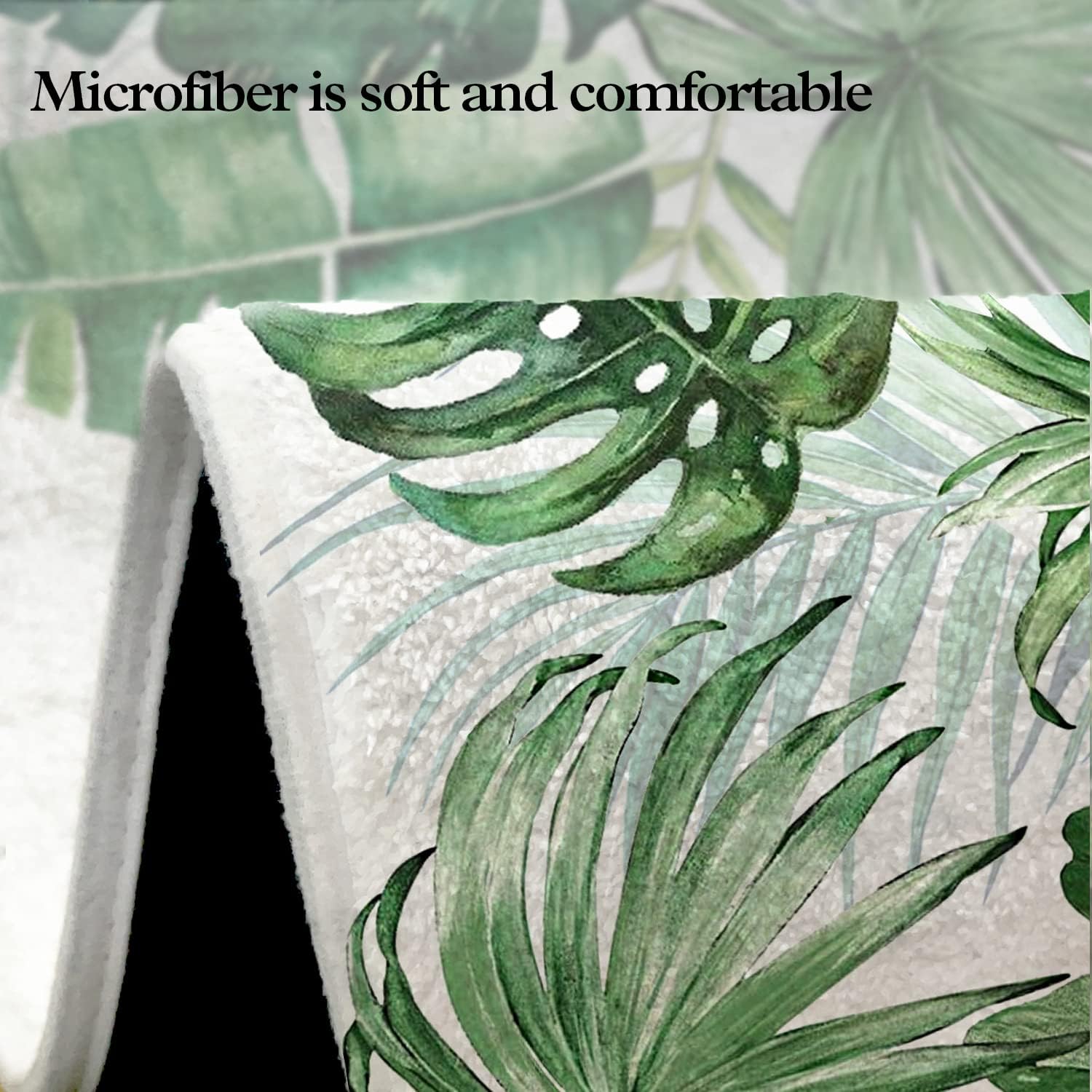 Green Leaf – Alfombra de baño de cachemira de imitación de plantas, de goma, antideslizante, absorbente, suave, para bañera, ducha y fregaderos (17
