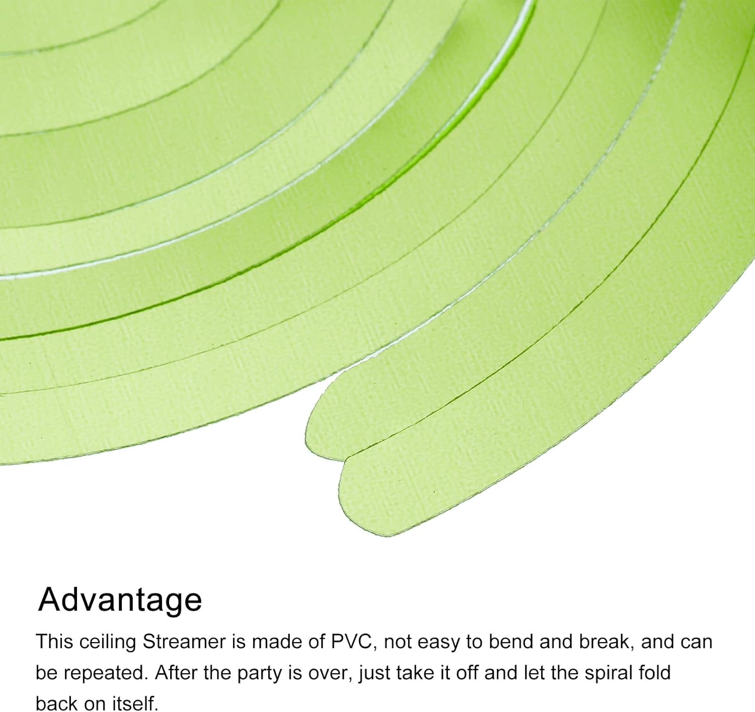MECCANIXITY 18 espirales colgantes de color verde claro para fiestas, decoración colgante de doble tira de papel de aluminio de 27.6 pulgadas,