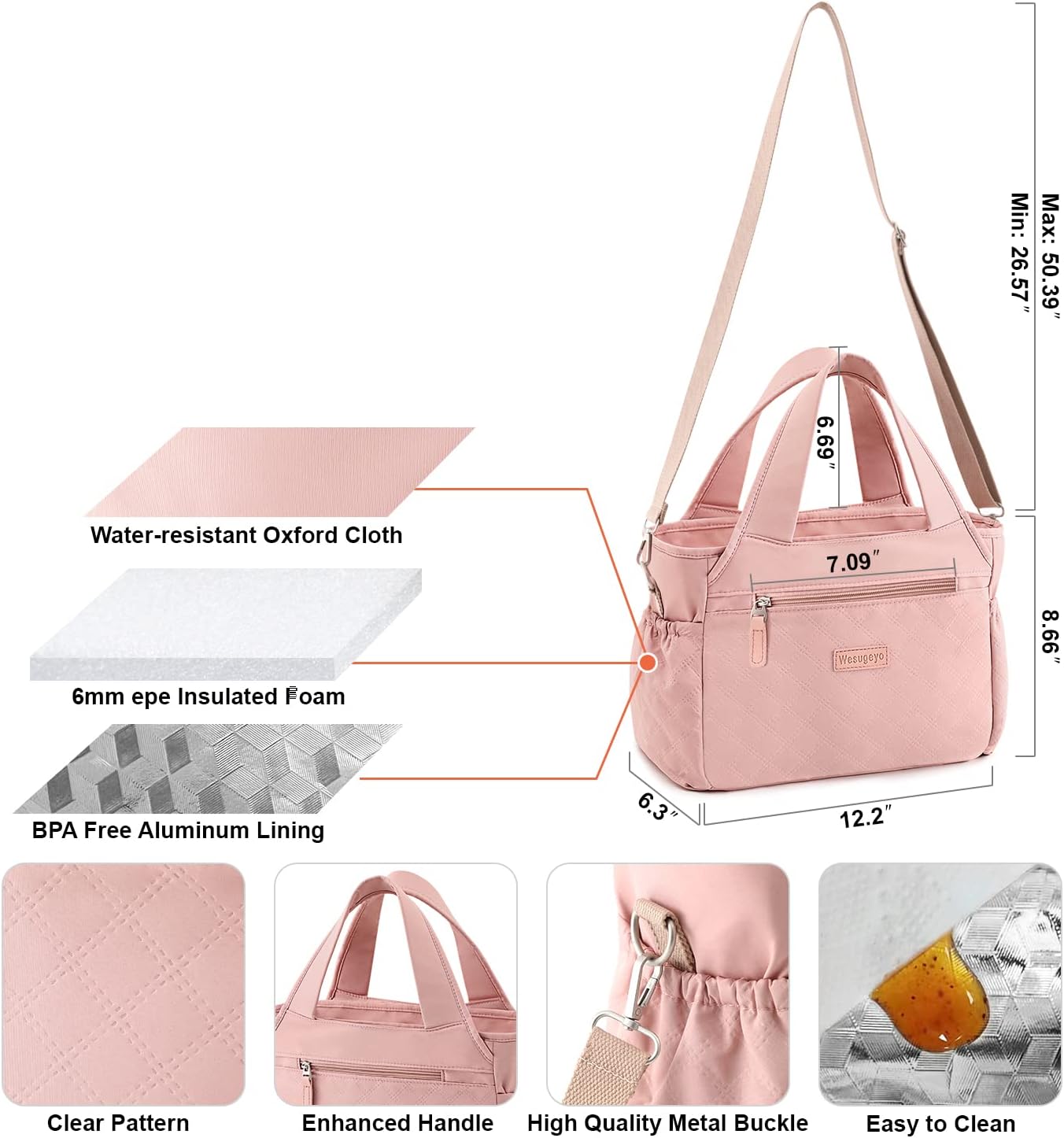 Bolsa de almuerzo para mujer, bolsa térmica de almuerzo térmica, lonchera de trabajo, bolsa de mano para preparación de comidas para adultos, bolsa
