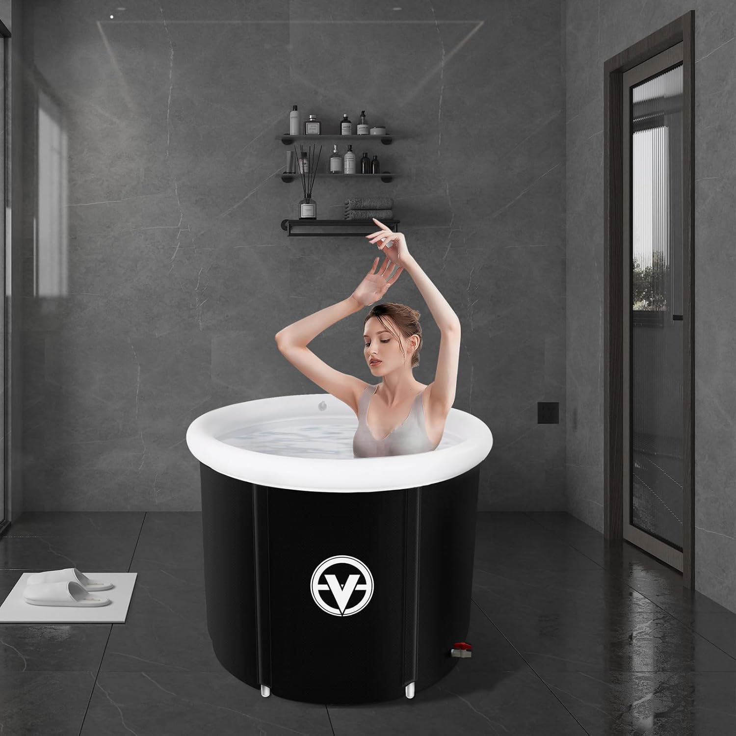 valktech Bañera de hielo para adultos, bañera grande independiente plegable, bañera de hidromasaje, bañera de hidromasaje, bañeras de tamaño adulto
