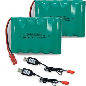 GLESOURCE Paquete de 2 baterías AA de 6 V 1000 mAh con enchufe JST y 2 cables de carga USB para la nueva excavadora Huina 540 Dump 520 RC y 510 GLESOURCE Paquete de 2 baterías AA de 6 V 1000 mAh con enchufe JST y 2 cables de carga USB para la nueva excavadora Huina 540 Dump 520 RC y 510