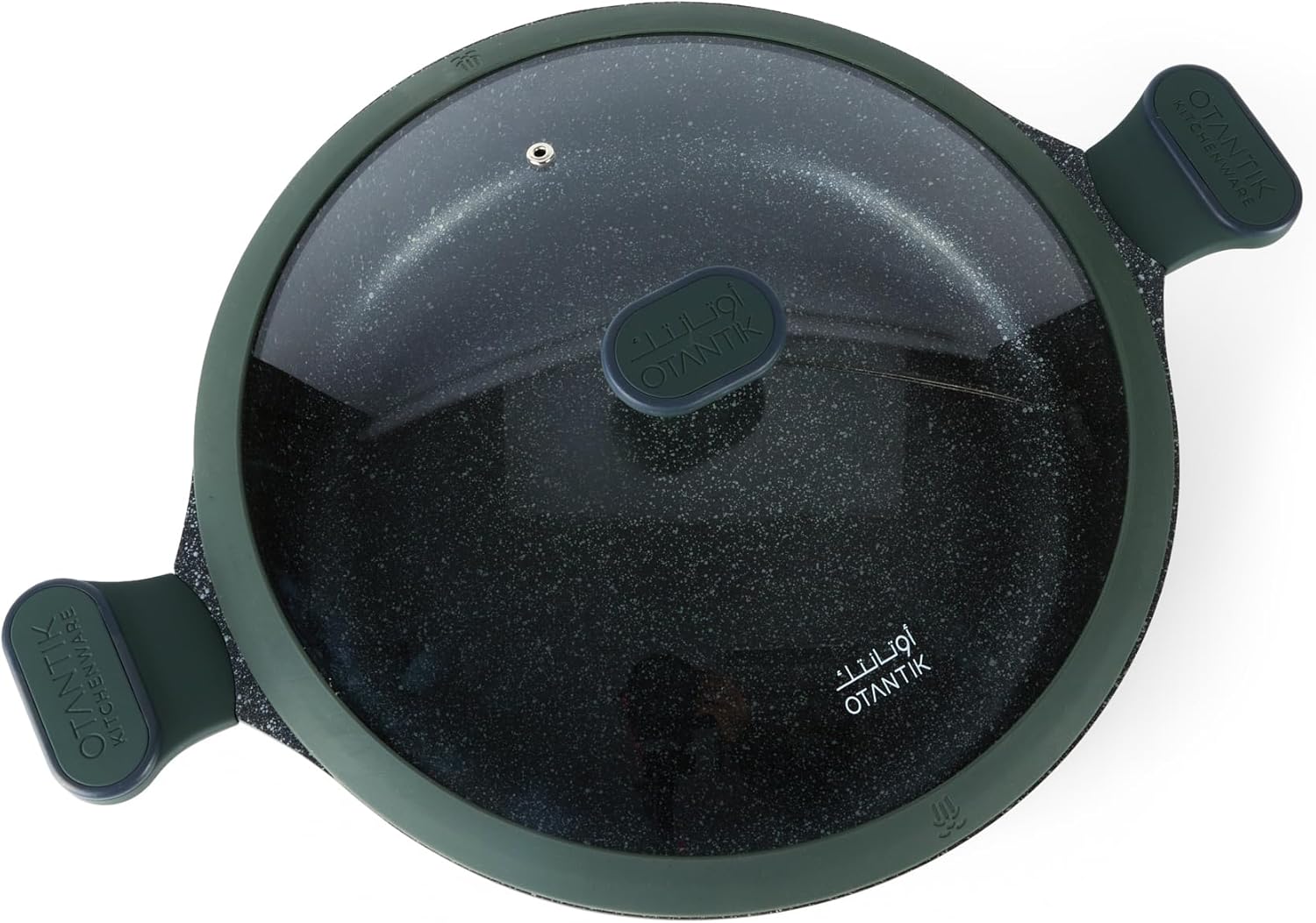 Otantik – Sartén antiadherente de 12.5 pulgadas con tapa de aluminio fundido, freidora de pollo, revestimiento de mármol de cerámica, asas frías,