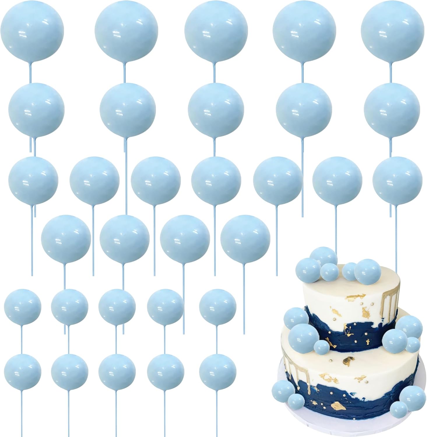 24 piezas de bolas para decoración de tartas, bolas, para cupcakes, bolas de espuma, decoración de tartas, mini globos para decoración de tartas,