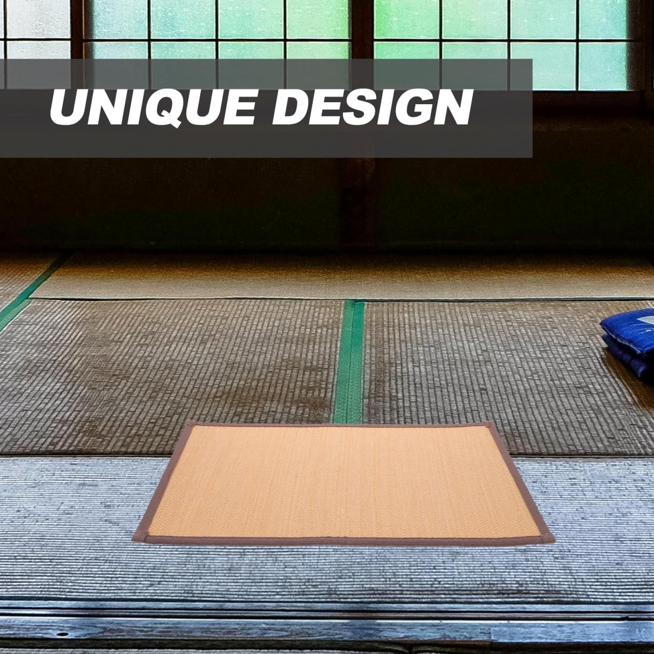 Cojín de asiento tejido para meditación y sentado en el suelo, cojín de suelo de enfriamiento de verano para uso en interiores, tapete cómodo para