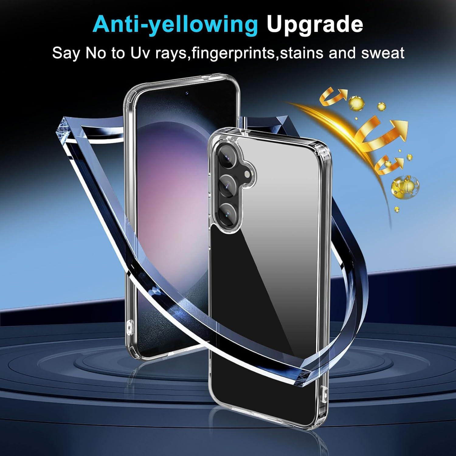 Janmitta Funda para Samsung Galaxy S23 FE con 2 protectores de pantalla (no para Galaxy S23), delgada, transparente, resistente, funda dura con