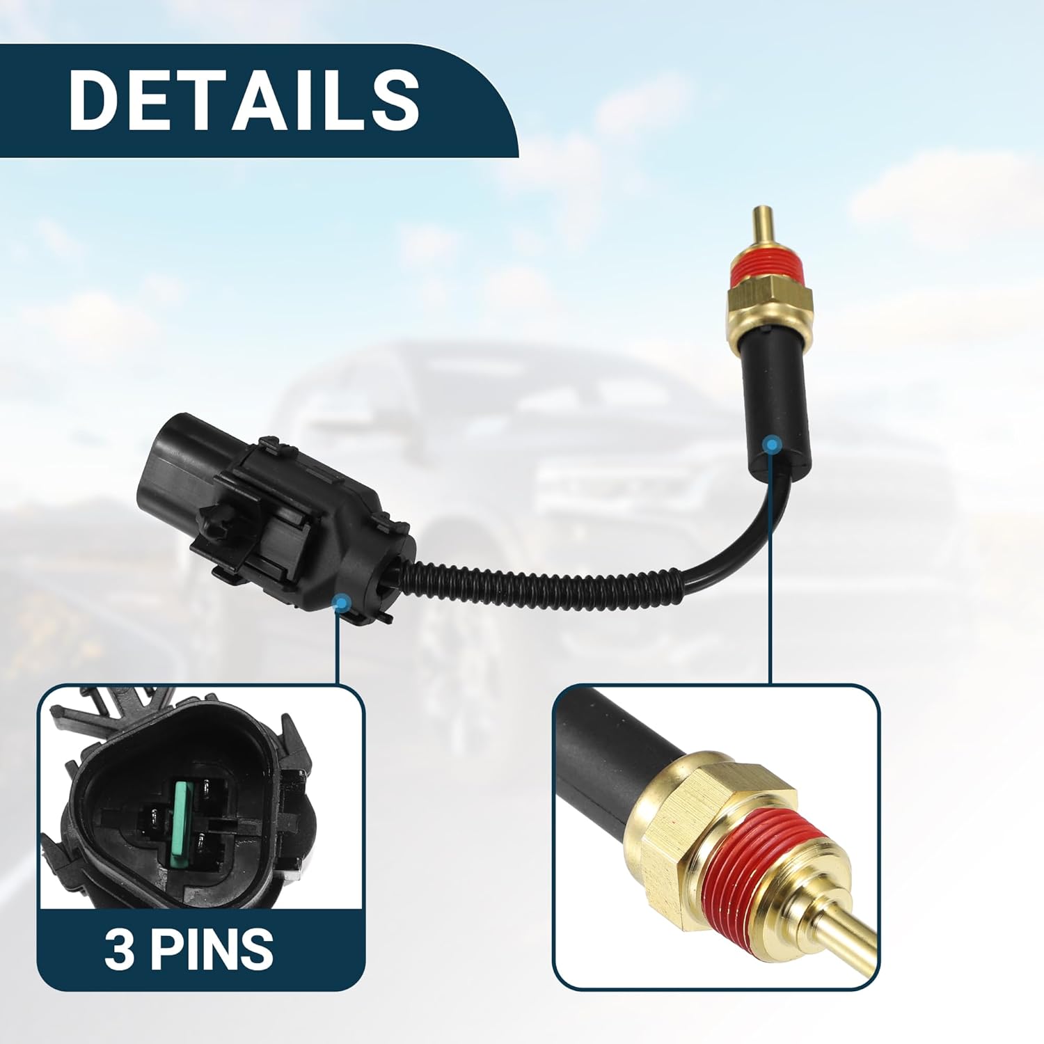 F FIERCE CYCLE Sensor de temperatura del refrigerante para Kia Spectra Durable No.39230-26600 Sensor de temperatura del agua del tono dorado interno