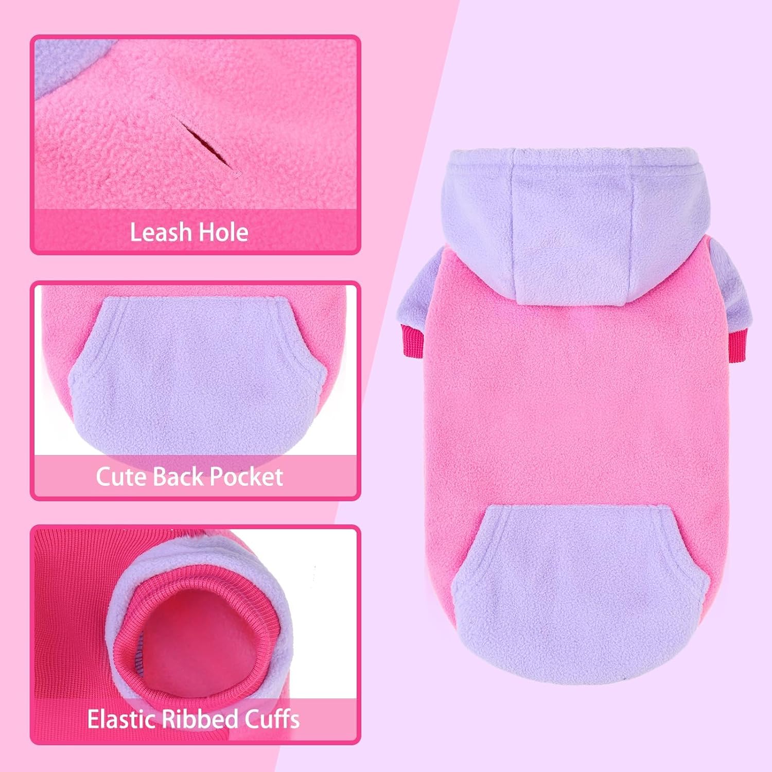 PUPTECK Sudadera de forro polar con capucha para perro, ropa suave y cálida con capucha para perros pequeños y medianos, para otoño e invierno,
