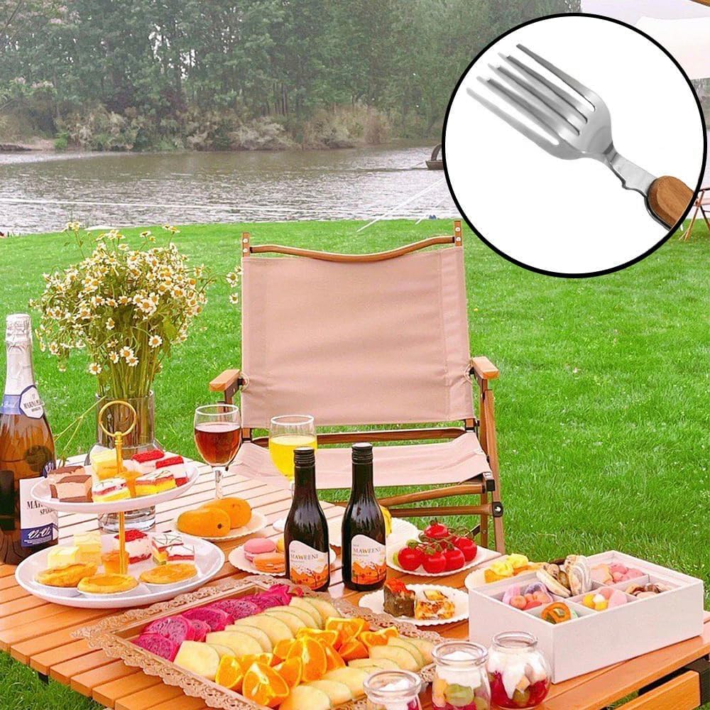 Goziway Juego de utensilios de mesa 4 en 1, portátil y desmontable, cuchara de acero inoxidable, tenedor, cuchillo y abridor de botellas,