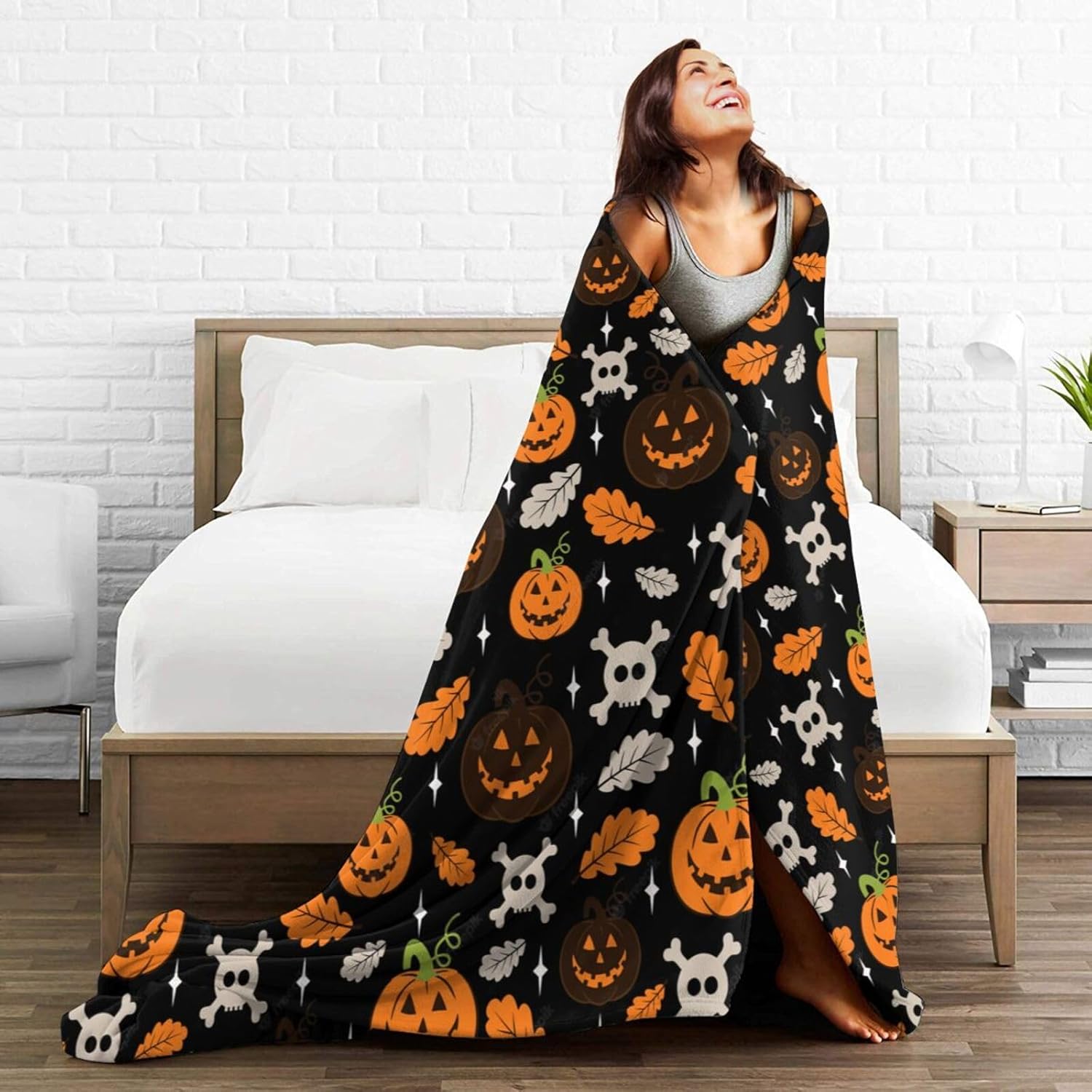 Manta de microforro polar ultrasuave para Halloween, ligera, mullida y cálida, manta de franela de Halloween para sofá, cama, sala de estar, 50 x 40