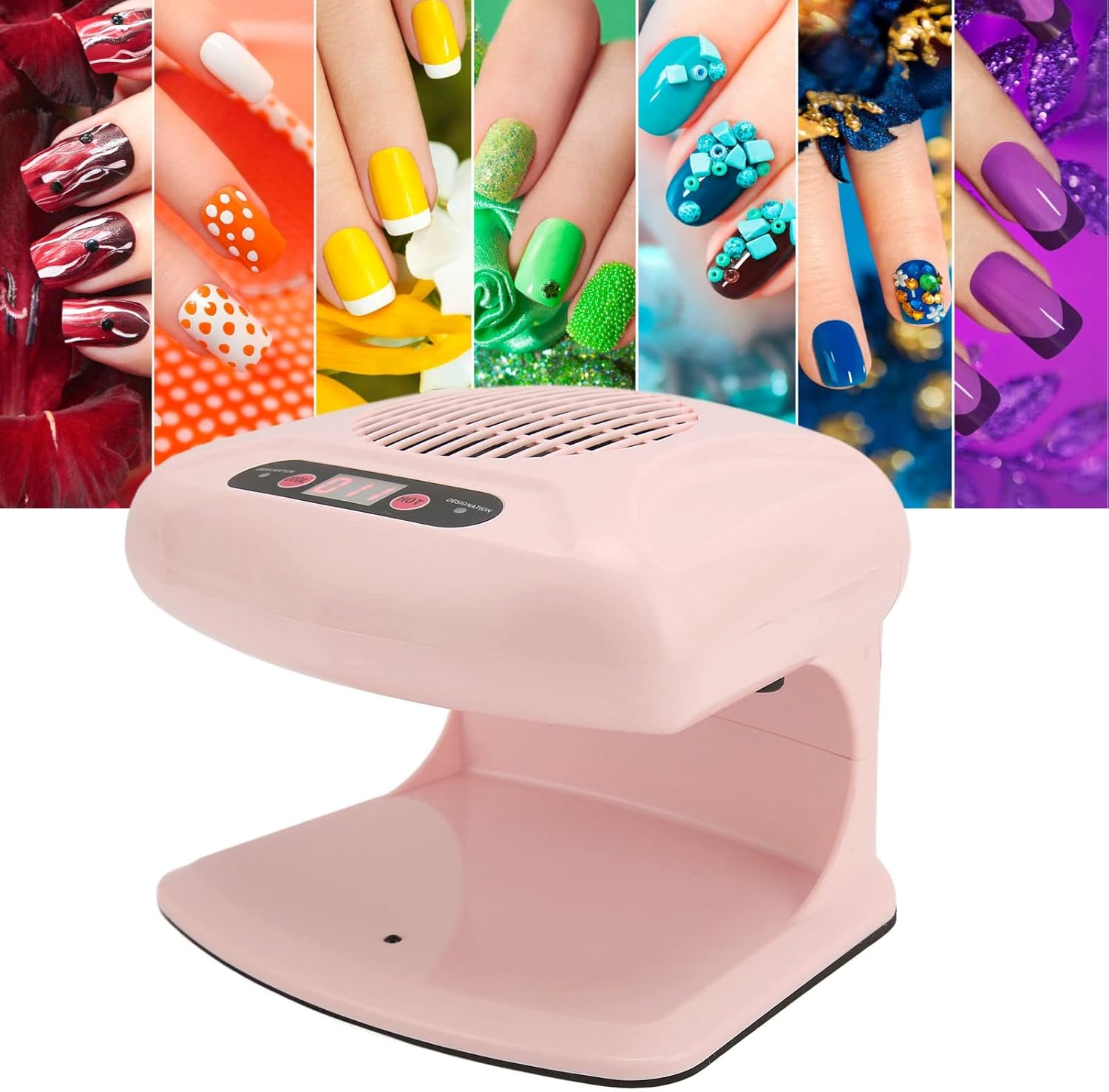 Secador de uñas de aire, ventilador de secado portátil para esmalte de uñas regular, sensor automático infrarrojo cálido y fresco, 300 W de alta