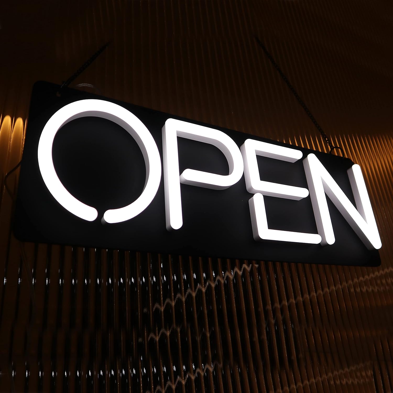 Letrero LED de neón abierto para negocios, letrero abierto para tienda, bar, moderno letrero abierto de neón para escaparates con cable colgante
