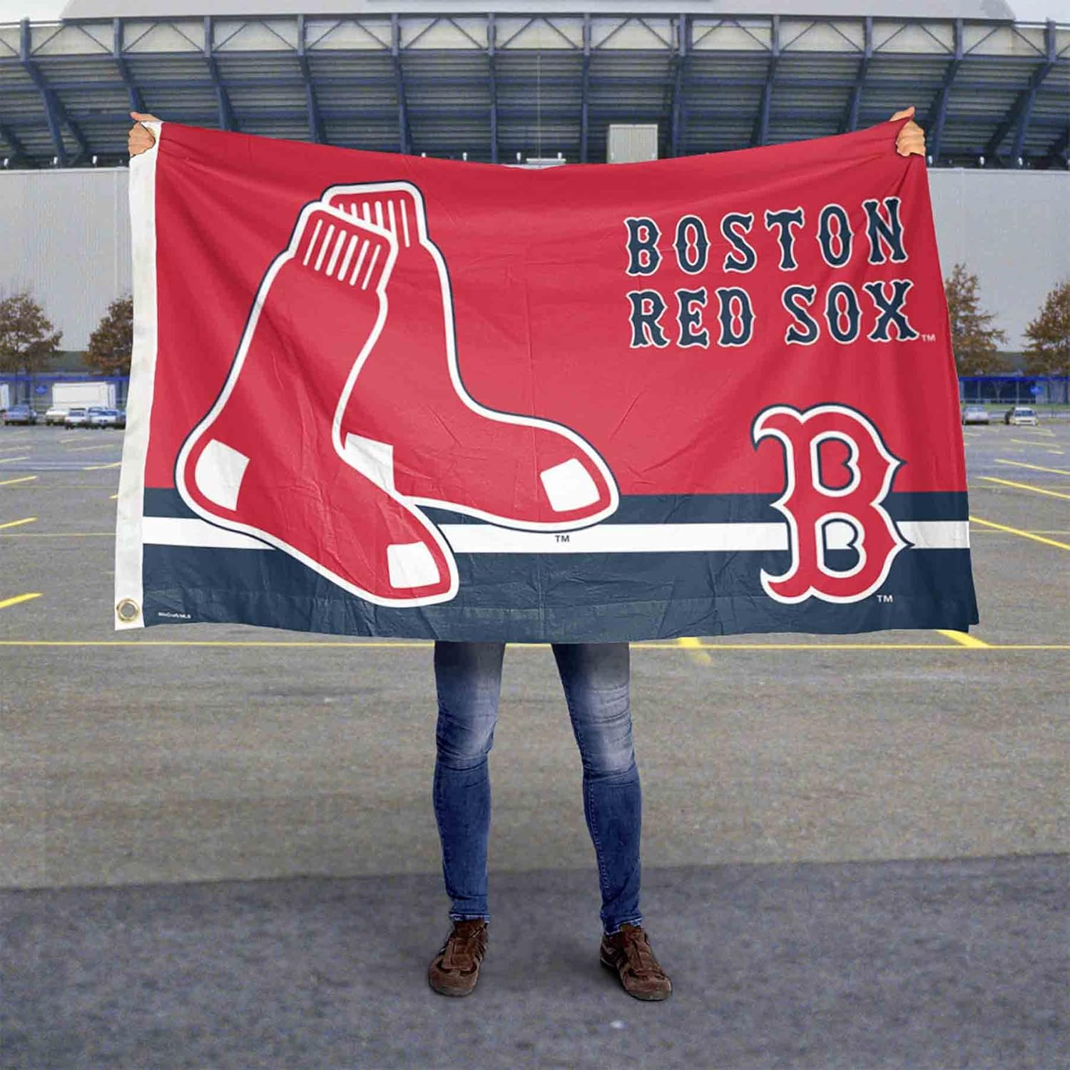 Bandera de Boston Red Sox Logo Insignia de 3 x 5 pies con ojales