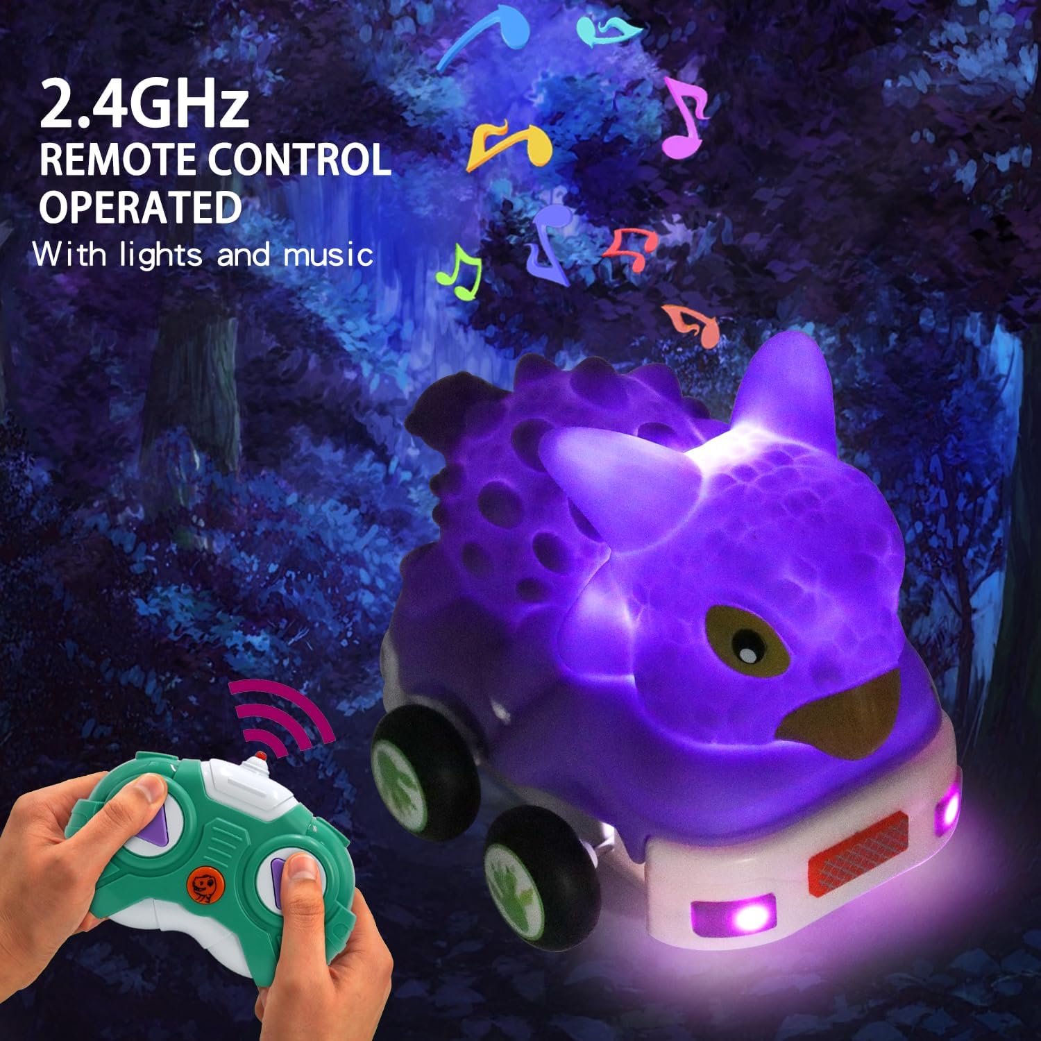 Juguete de dinosaurio a control remoto para niños pequeños, paquete de 2 autos RC de 2.4 GH, juguetes de 3, 4, 5, 6 años, juguetes de dinosaurio con