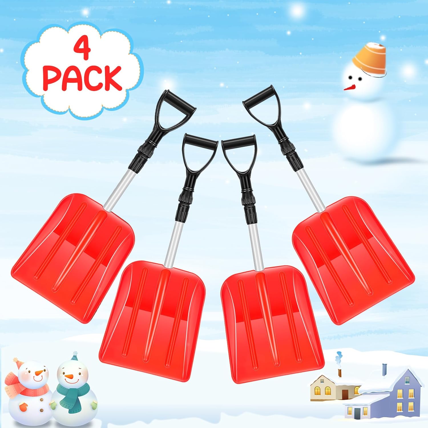 4 piezas de pala de nieve para niños, pala de plástico para excavar, palas de playa ligeras y portátiles para niños y niñas, hogar, patio, jardín,