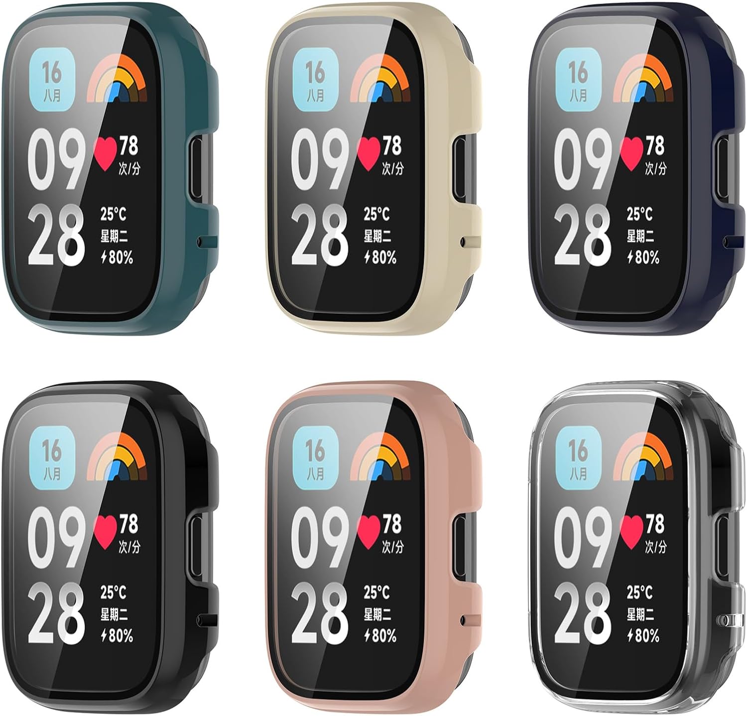 MOTONG Funda protectora para reloj de cobertura completa para PC, protector de pantalla de vidrio templado compatible con Redmi Watch 3Redmi Watch 3
