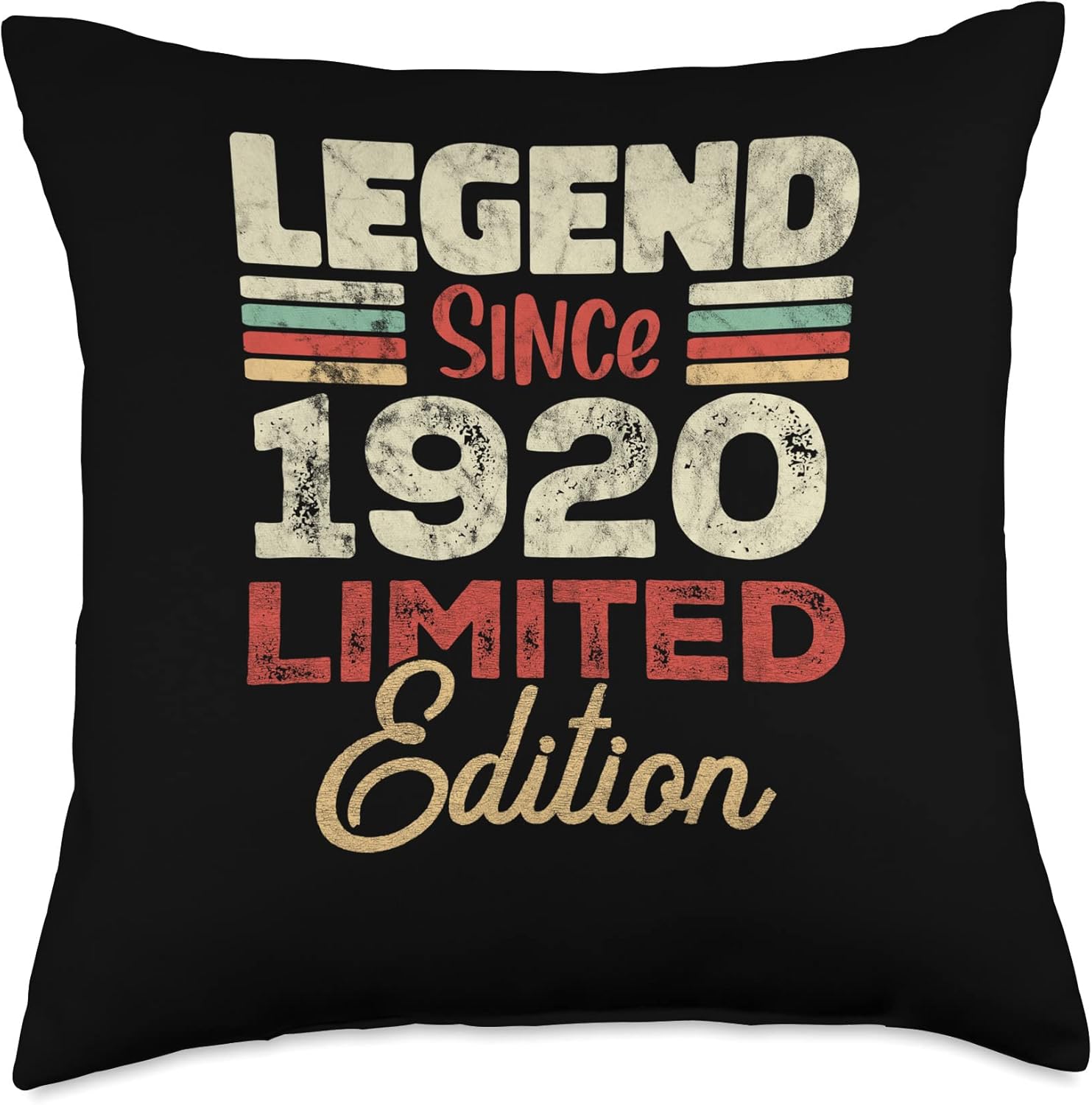 Retro Since 1920 Limited Edition Born in 1920 103rd Birthday 103 Year Old Since 1920 Limited Edition Throw Pillow, 18×18, Multicolor