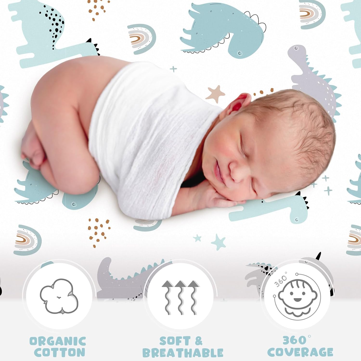 Juego de 4 sábanas suaves para moisés de bebé, niños y niñas, de algodón suave, funda de moisés de animales, funda segura y cómoda para moisés
