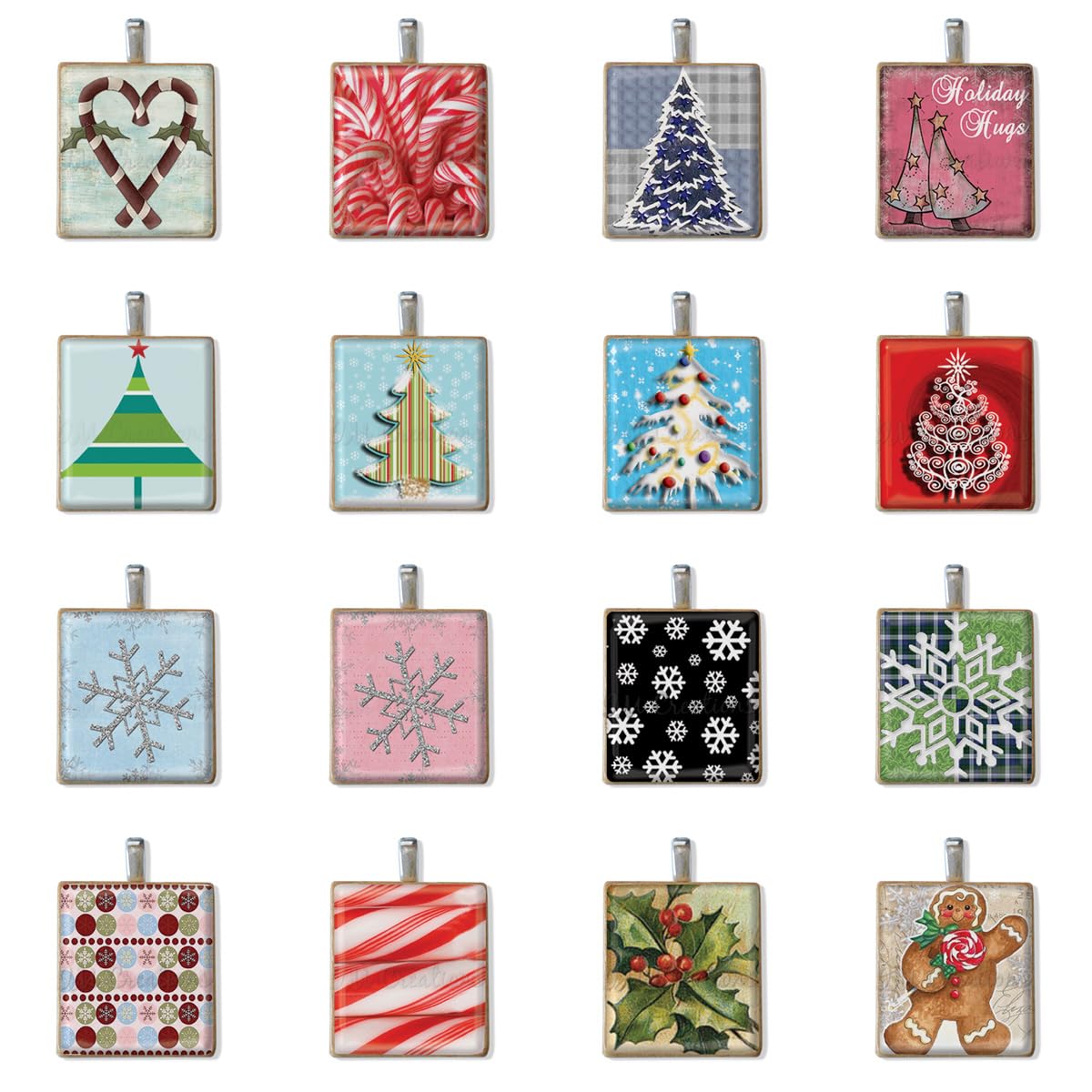 Christmas Nature Foods Designs Game Piece Tile Pendants – BUY 2 or MORE, GET 1 FREE NECKLACE (Vintage Holly Berry)